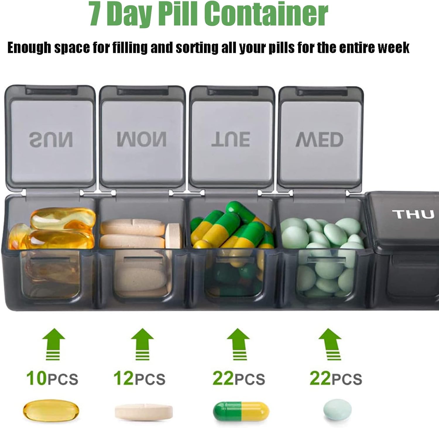 7 Pack TSA Approved Travel Luggage Tag and 2 Pack Weekly Pill Organizer - Image 3