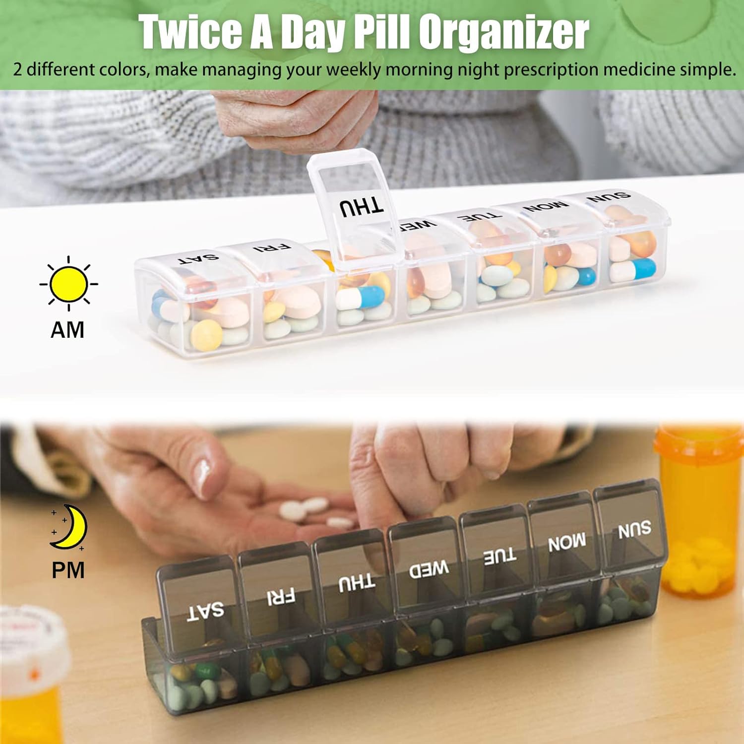 7 Pack TSA Approved Travel Luggage Tag and 2 Pack Weekly Pill Organizer - Image 4