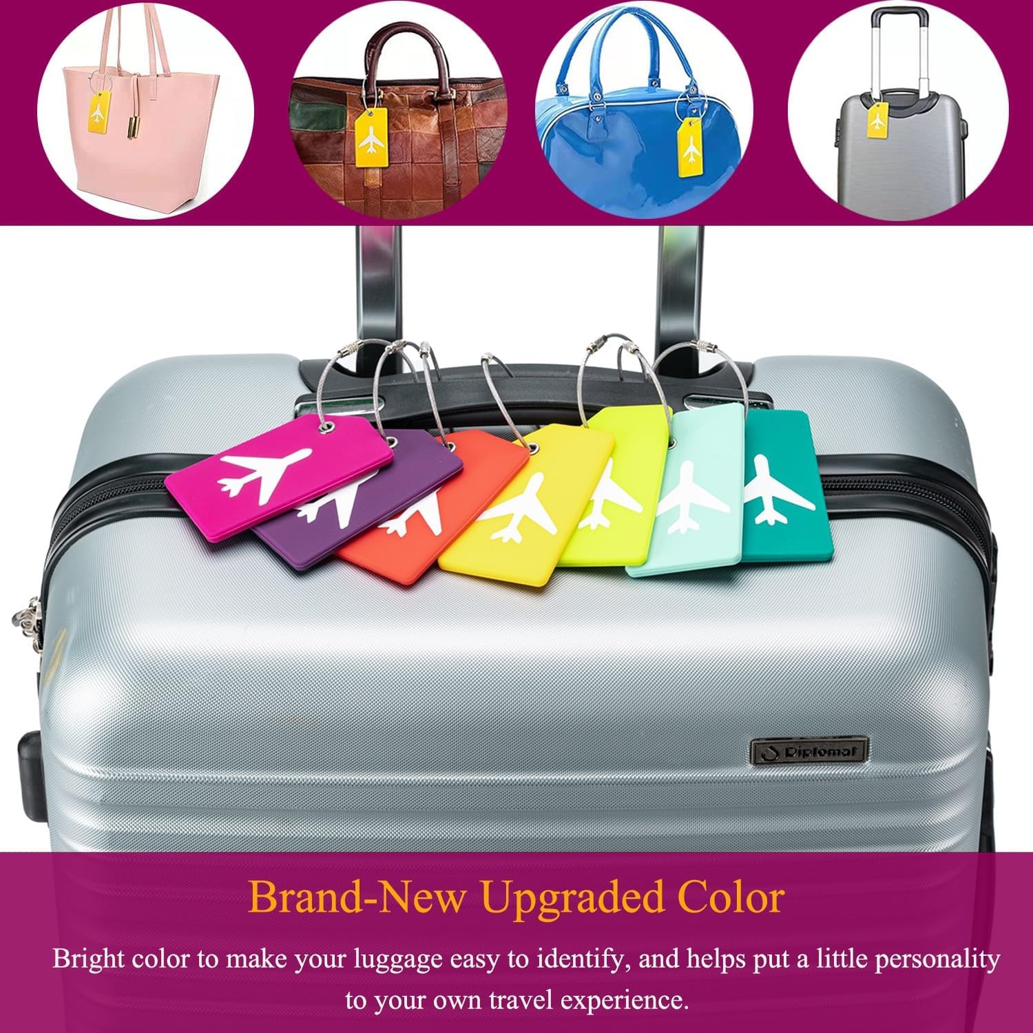 Mini Jewelry Travel Case and 7 Pack Silice Luggage Tag Travel Suitcase Tags with Name ID Card - Image 5