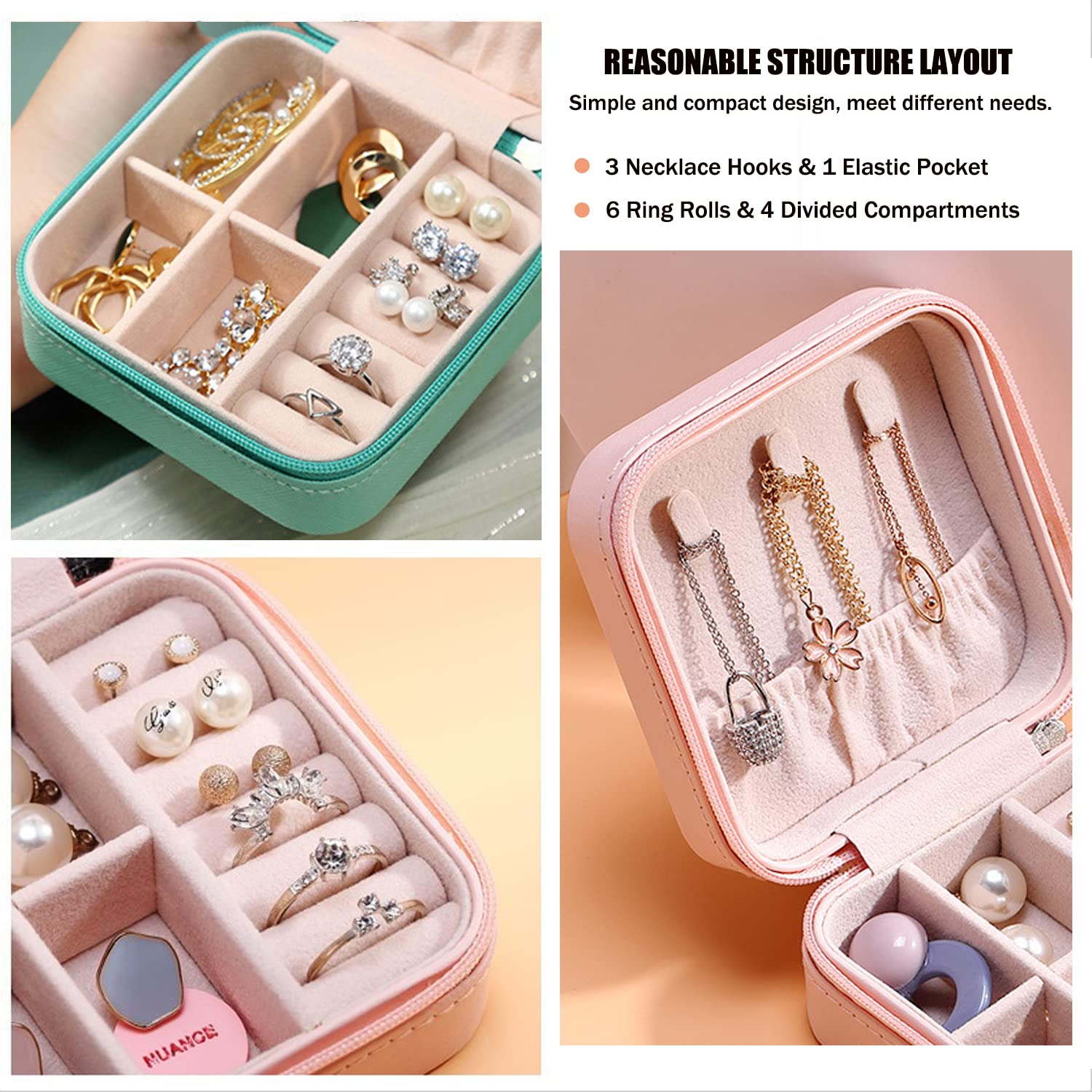 MODENGKGJIAN Mini Jewelry Travel Case, TSA Approved Travel Bottles, Perfect size to fit in your carry- luggage for travel or vacatis. - Image 3
