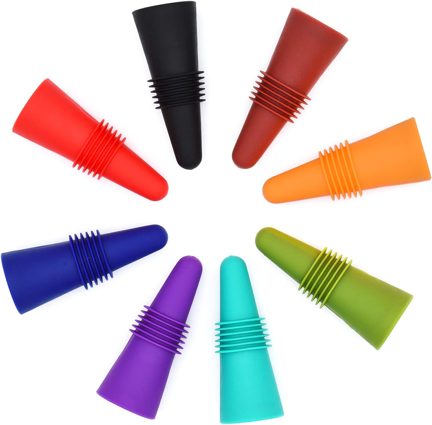 Wine Stoppers Beverage Bottle Sealer Soft Silice Wine Bottle Stoppers Corks with Grip Top for Keeping Wine Champagne Fresh, 8 Pack - Image 1