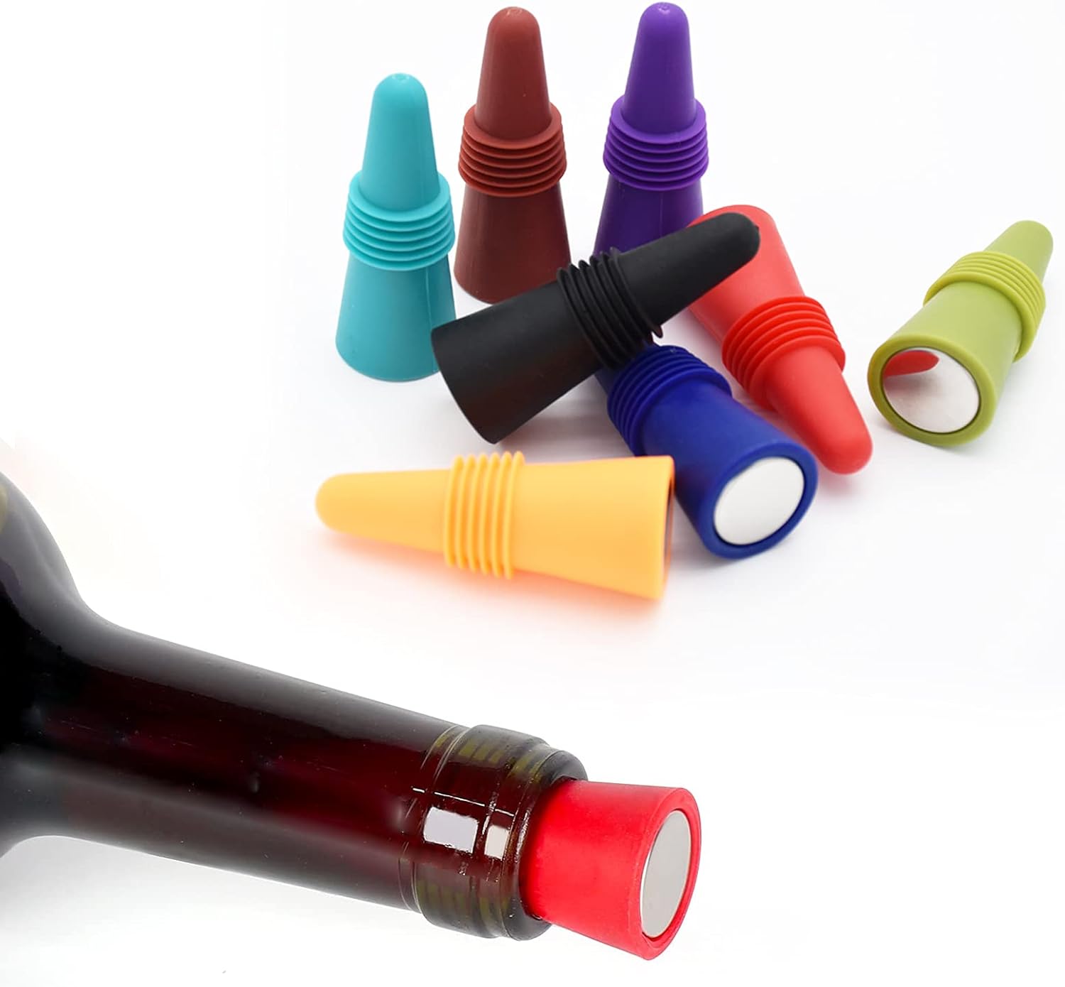 Wine Stoppers Beverage Bottle Sealer Soft Silice Wine Bottle Stoppers Corks with Grip Top for Keeping Wine Champagne Fresh, 8 Pack - Image 2