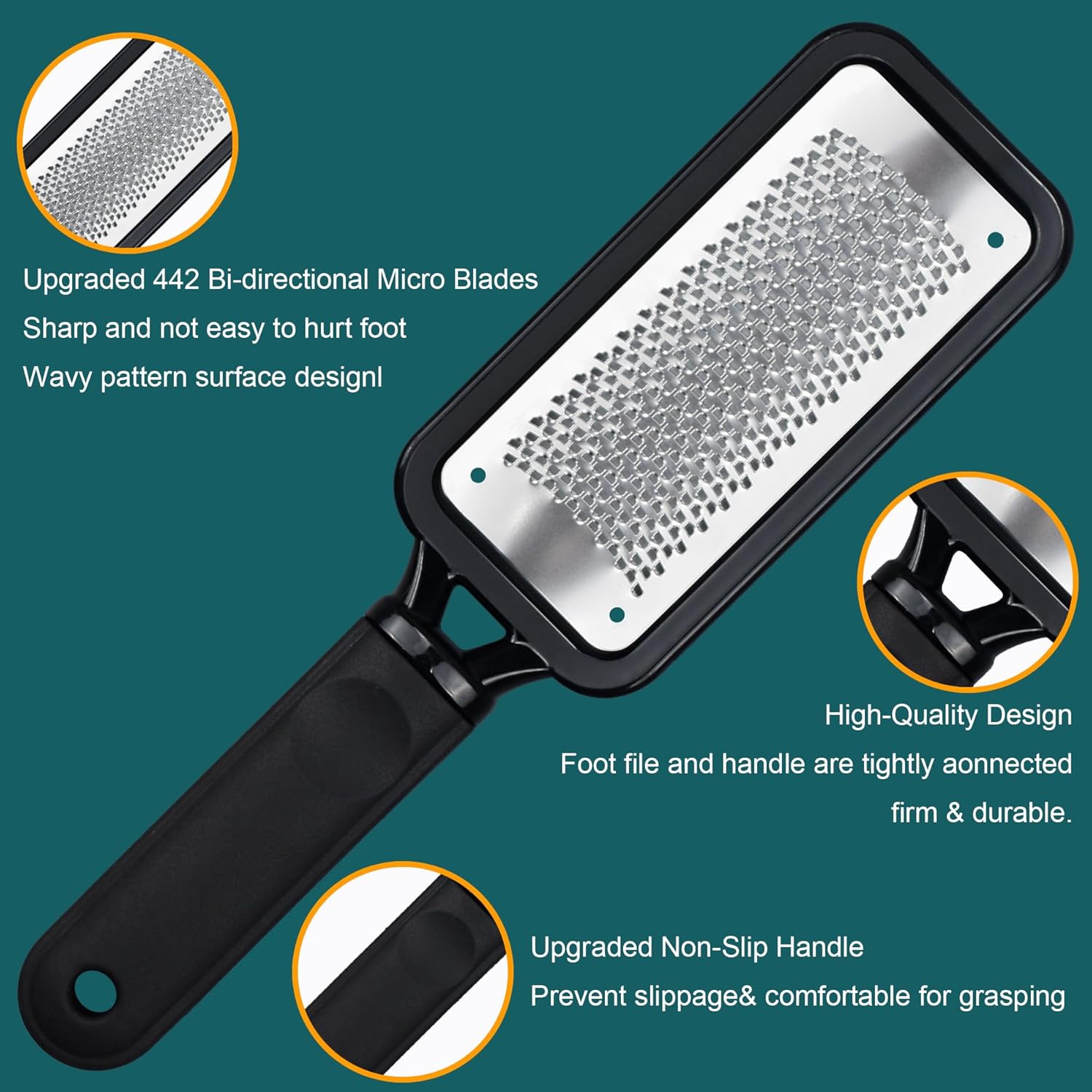 Foot Rasp Foot File, 2 Pcs Stainless Steel Pedicure Callus Remover for Feet, Professial Foot Care Tools for Pedicure to Removes Hard Skin Corns for Dry and Wet Feet - Image 2