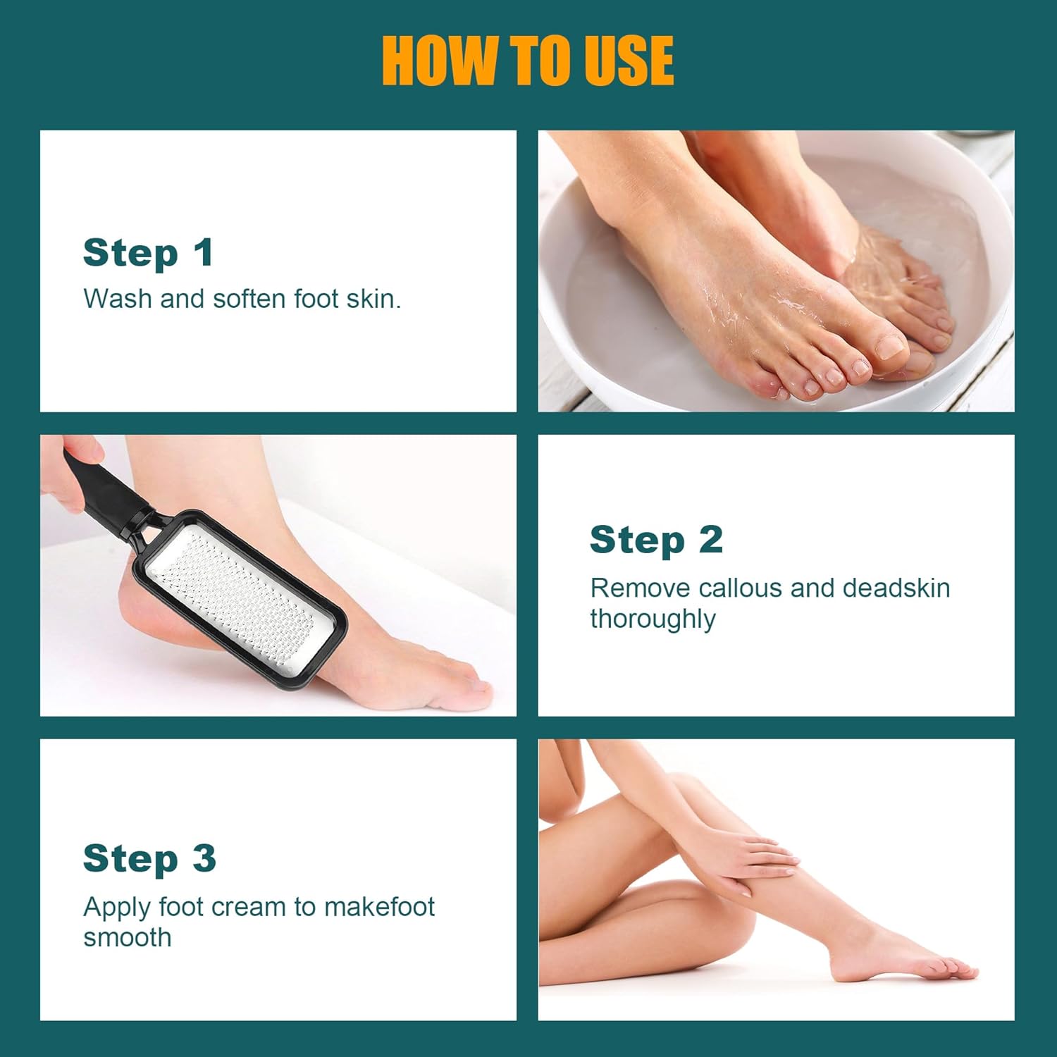 Foot Rasp Foot File, 2 Pcs Stainless Steel Pedicure Callus Remover for Feet, Professial Foot Care Tools for Pedicure to Removes Hard Skin Corns for Dry and Wet Feet - Image 4