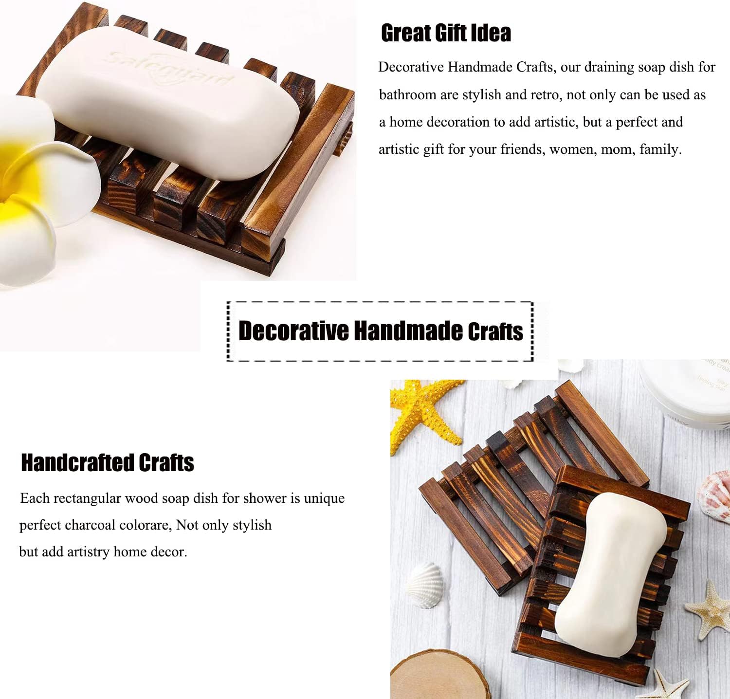 3 Pcs Natural Wooden Soap Dish Holder for Shower, Self Draining Soap Tray for Bathroom, Extend Soaps Life and Keep Dry - Image 6