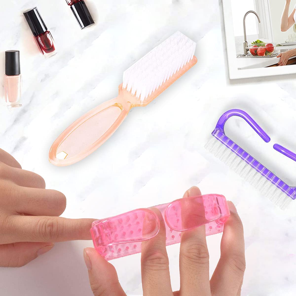 10 Pcs Handle Grip Nail Brush, Hand Fingernail Scrub Cleaning Brushes for Toes and Nails Cleaner, Pedicure Scrubbing tool kit for Men and Women (Multicolor) - Image 6