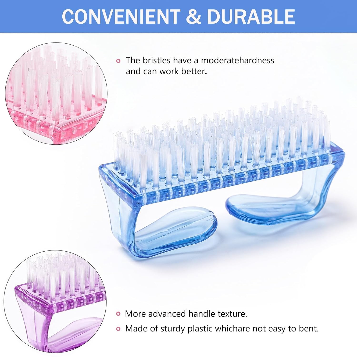 4PCS Wide Tooth Detangling Comb, Large Hair Styling Comb for Curly, Hand Fingernail Scrub Cleaning Brushes for Toes and Nails Cleaner - Image 2