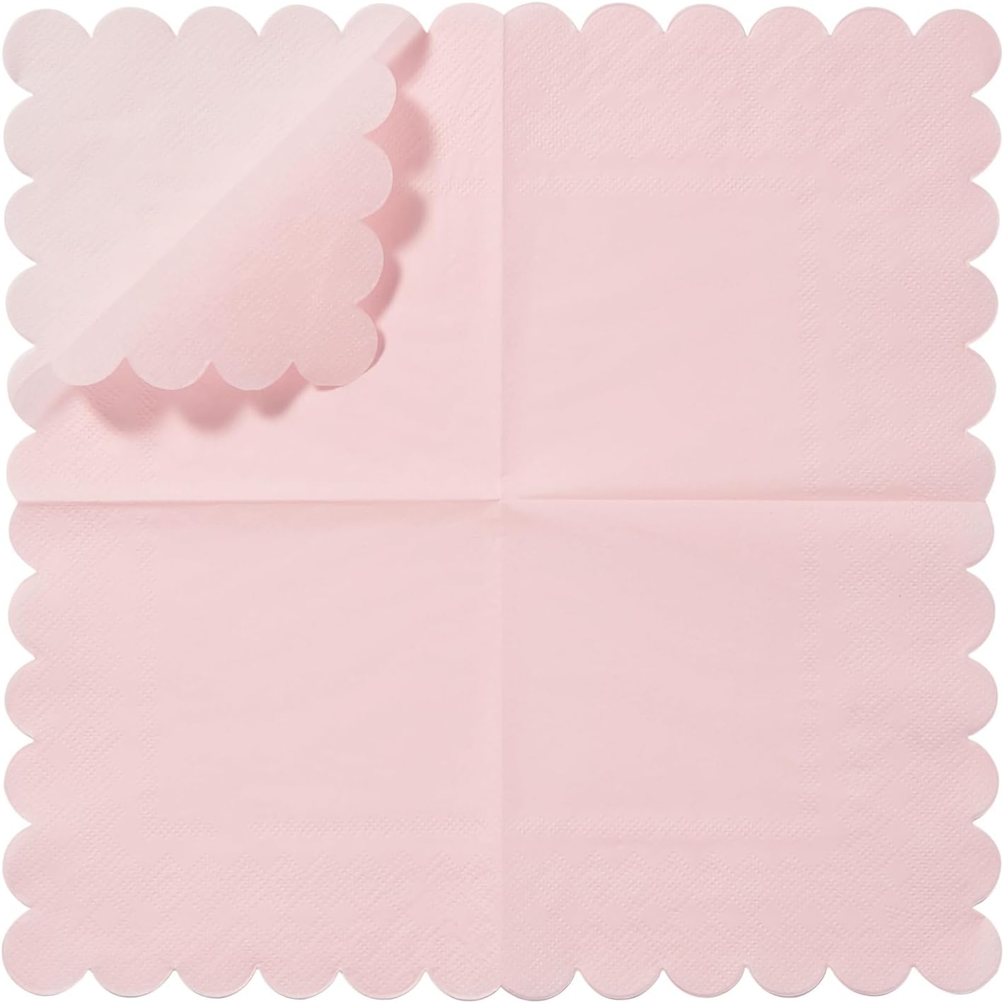 100 Pack Cocktail Napkin 2-Ply Scalloped Edged Dessert Napkins Folded 5 x 5 Inches Disposable Napkins for Dinner Wedding Birthday Party Bridal Anniversary Recepti Event (Pink) - Image 3