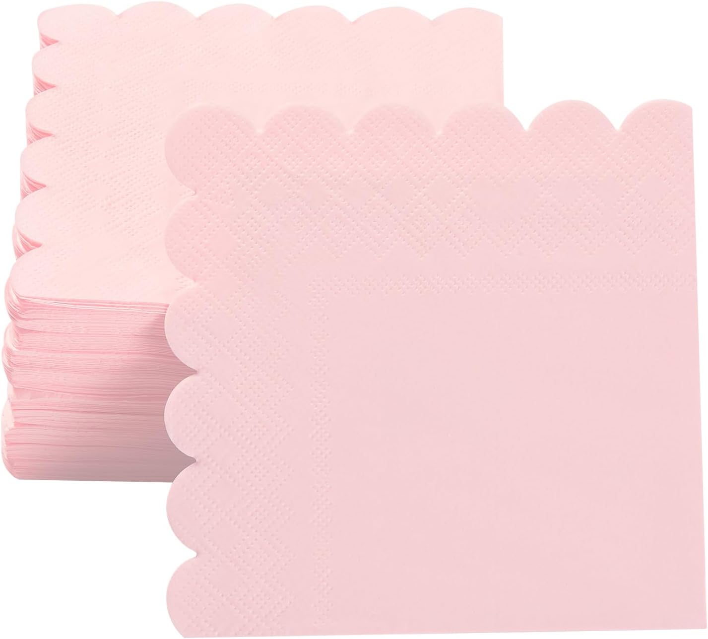 100 Pack Cocktail Napkin 2-Ply Scalloped Edged Dessert Napkins Folded 5 x 5 Inches Disposable Napkins for Dinner Wedding Birthday Party Bridal Anniversary Recepti Event (Pink) - Image 4