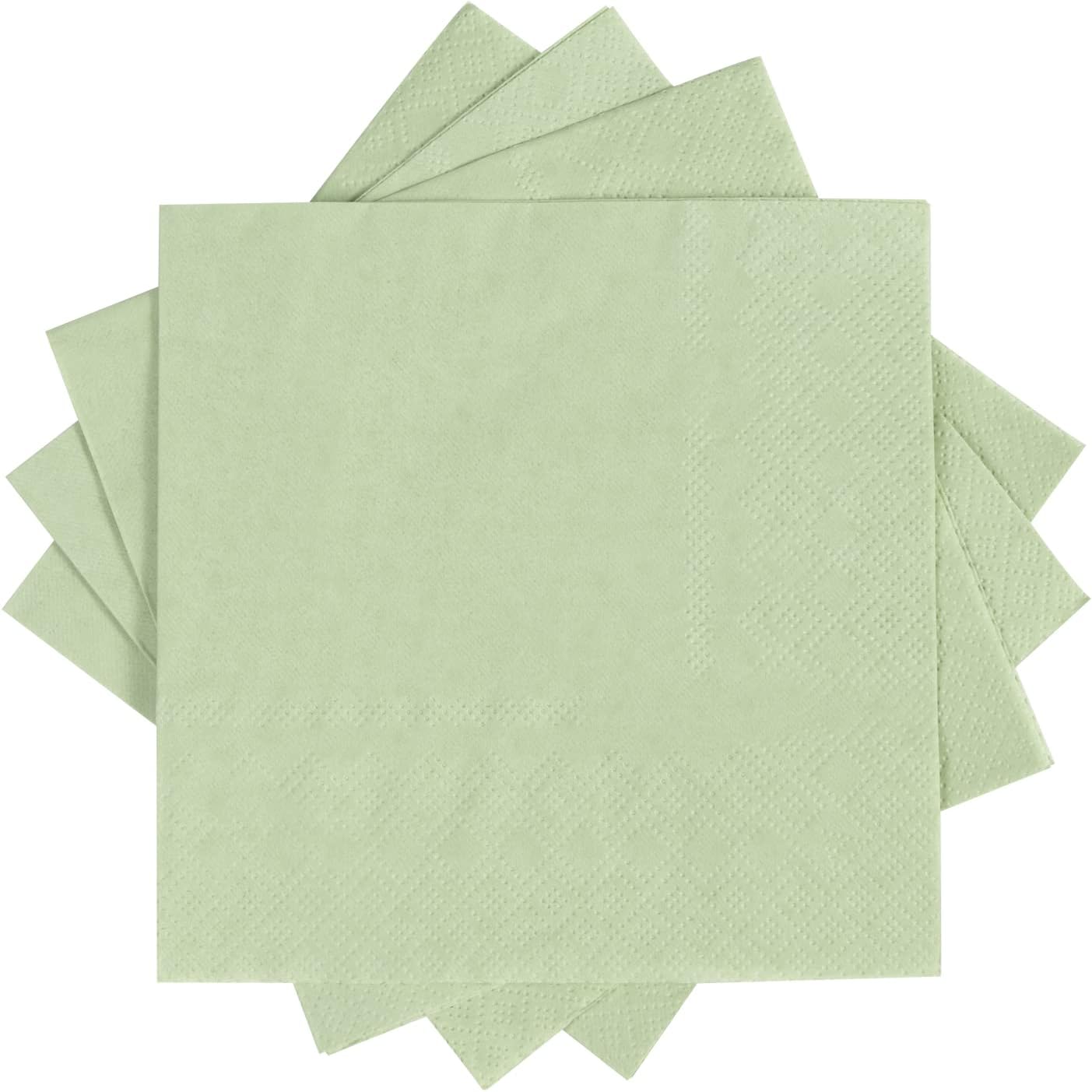 100 Pack Cocktail Napkin 2-Ply Dessert Napkins Folded 5 x 5 Inches Disposable Napkins for Dinner Wedding Birthday Party Bridal Anniversary Recepti Event (100, Sage-Green) - Image 4