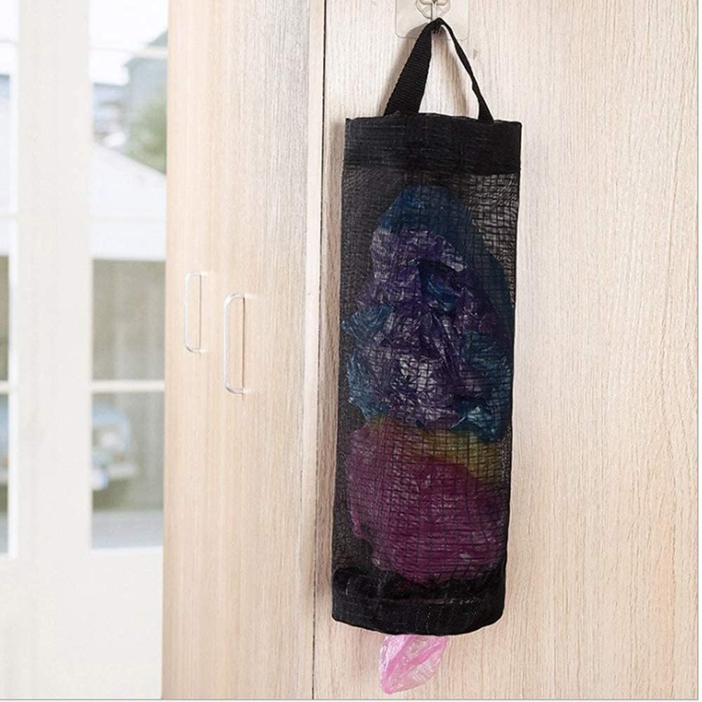 Plastic Bag Holder, Grocery Bag Holder Mesh Hanging Storage Bag Dispenser (Black 2 Packs) - Image 8
