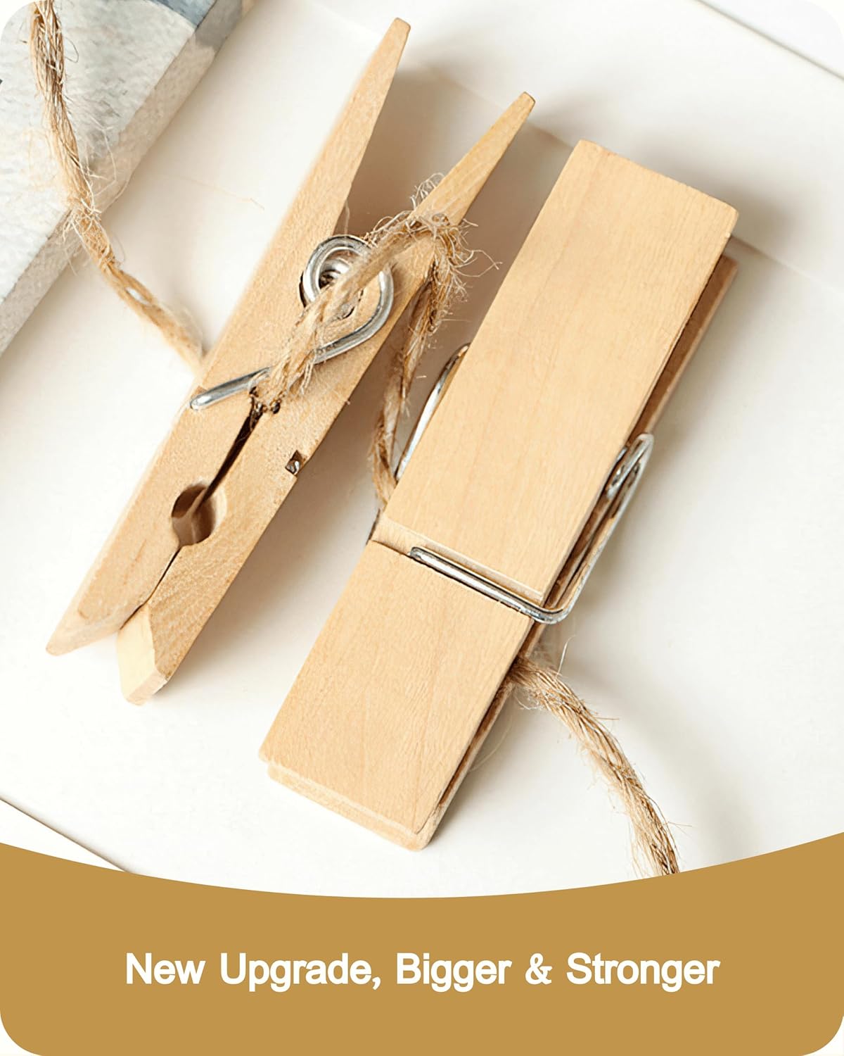 Clothes Pins, Sturdy and Heavy Duty Natural Wood Clips Wooden Clothespins for Hanging Clothes Photo Pictures Crafts Small Classroom Decorative Peg, 30 PCS - Image 2