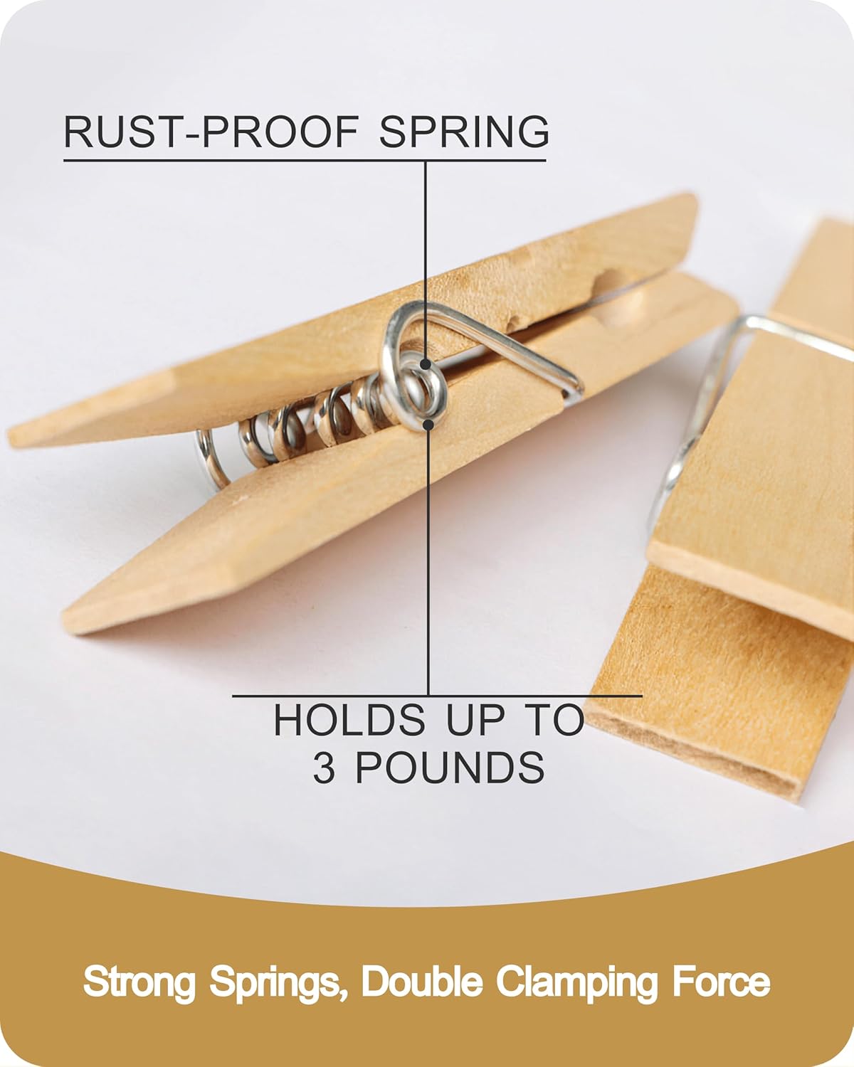 Clothes Pins, Sturdy and Heavy Duty Natural Wood Clips Wooden Clothespins for Hanging Clothes Photo Pictures Crafts Small Classroom Decorative Peg, 30 PCS - Image 3