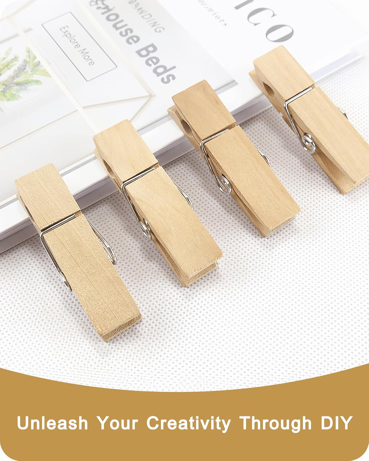 Clothes Pins, Sturdy and Heavy Duty Natural Wood Clips Wooden Clothespins for Hanging Clothes Photo Pictures Crafts Small Classroom Decorative Peg, 30 PCS - Image 8