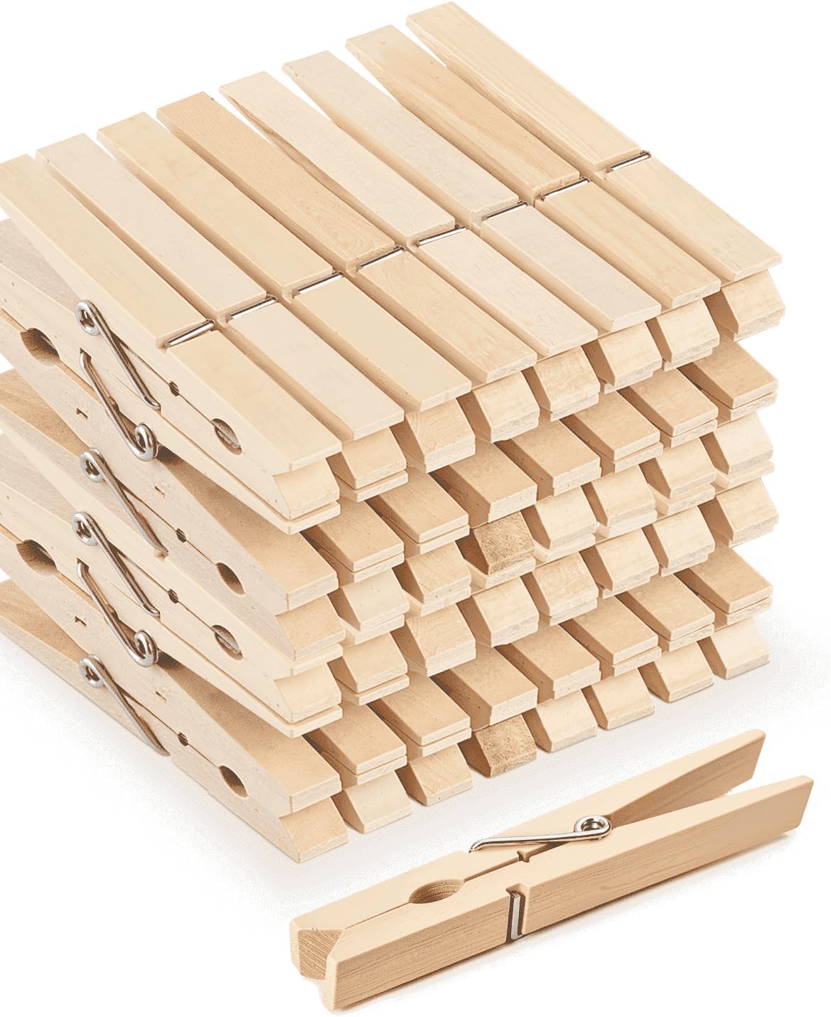 Large Clothes Pins Wooden Clothespins, 4 Inch 48 Pack Heavy Duty Outdoor Pegs, Clothing Hanging Laundry Close Pin Chip Clips Cheer Pins for Bags Photo Picture Artwork Crafts Display - Image 1
