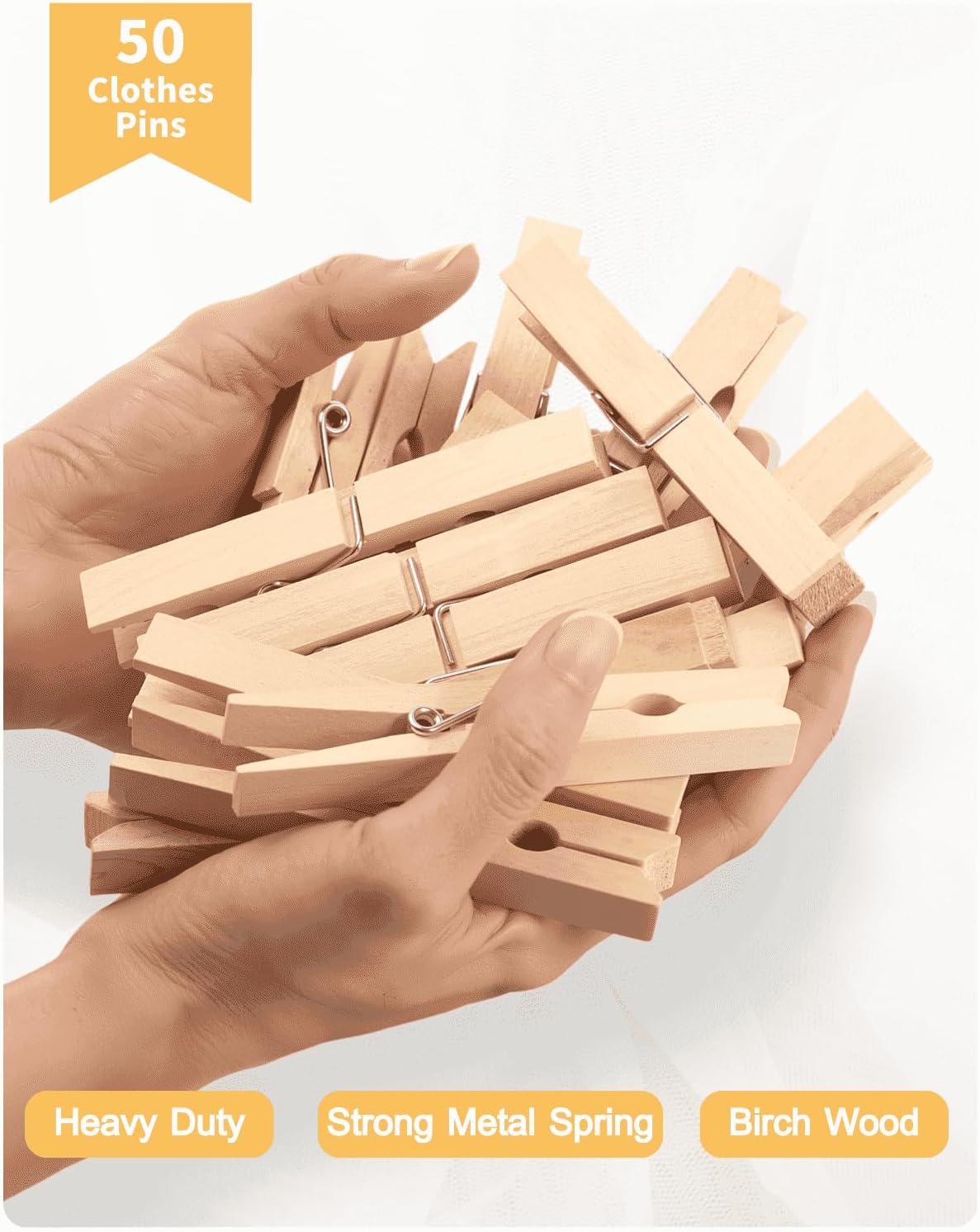 Large Clothes Pins Wooden Clothespins, 4 Inch 48 Pack Heavy Duty Outdoor Pegs, Clothing Hanging Laundry Close Pin Chip Clips Cheer Pins for Bags Photo Picture Artwork Crafts Display - Image 2