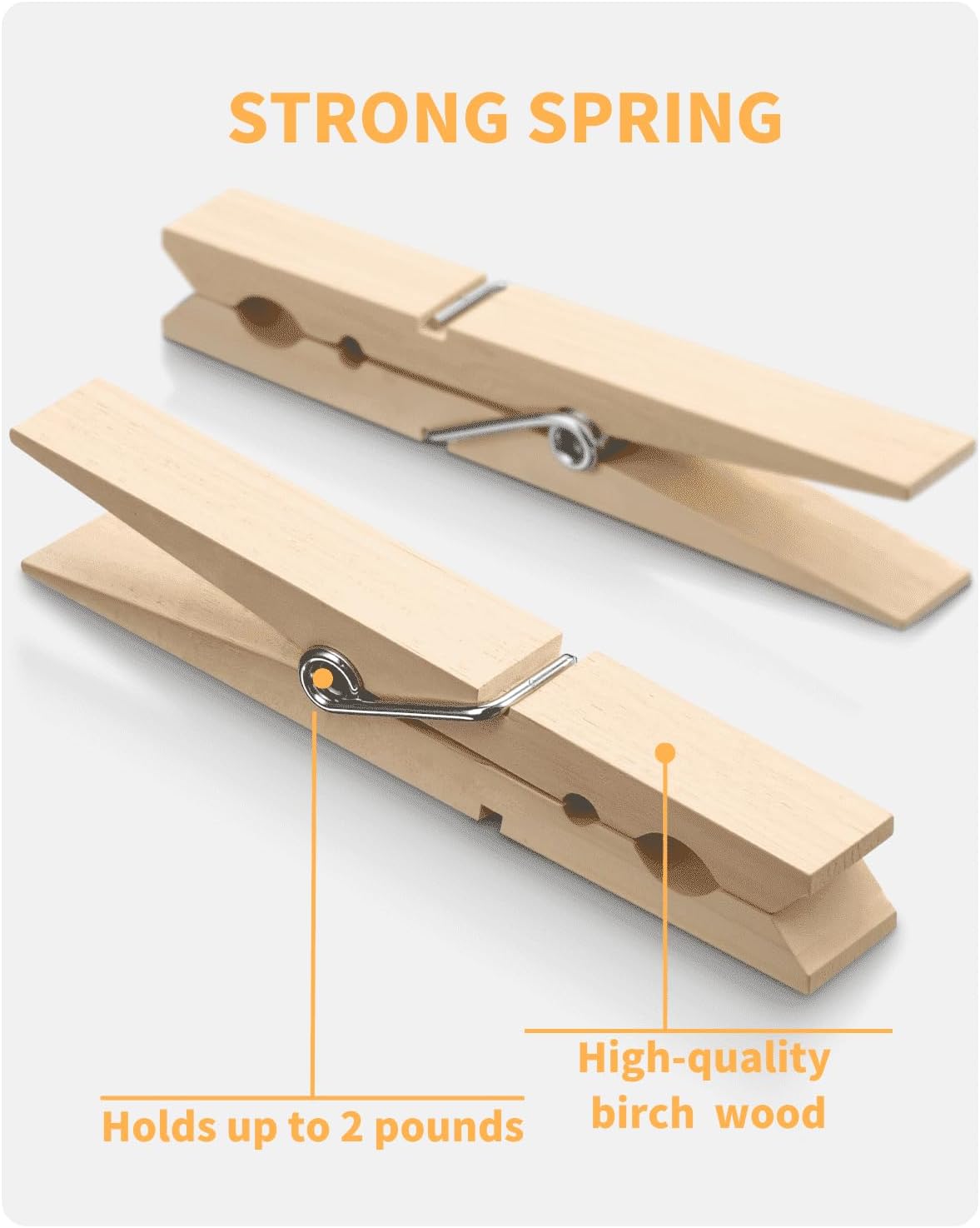 Large Clothes Pins Wooden Clothespins, 4 Inch 48 Pack Heavy Duty Outdoor Pegs, Clothing Hanging Laundry Close Pin Chip Clips Cheer Pins for Bags Photo Picture Artwork Crafts Display - Image 3