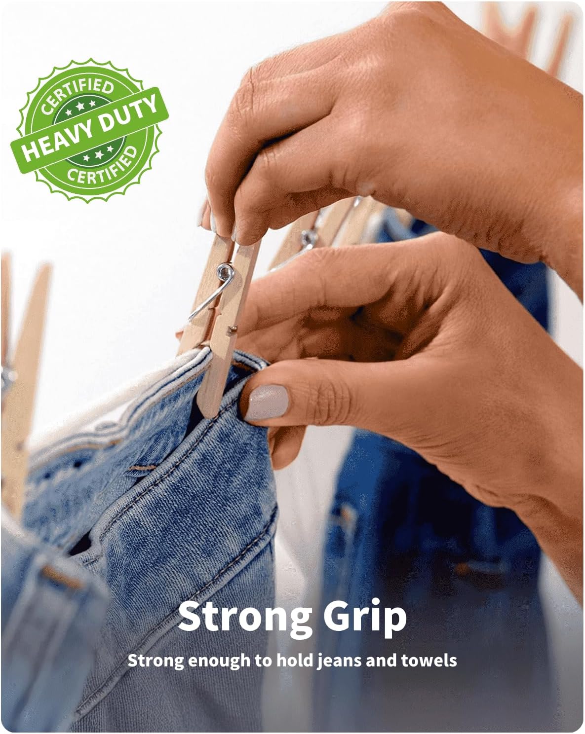 Large Clothes Pins Wooden Clothespins, 4 Inch 48 Pack Heavy Duty Outdoor Pegs, Clothing Hanging Laundry Close Pin Chip Clips Cheer Pins for Bags Photo Picture Artwork Crafts Display - Image 4