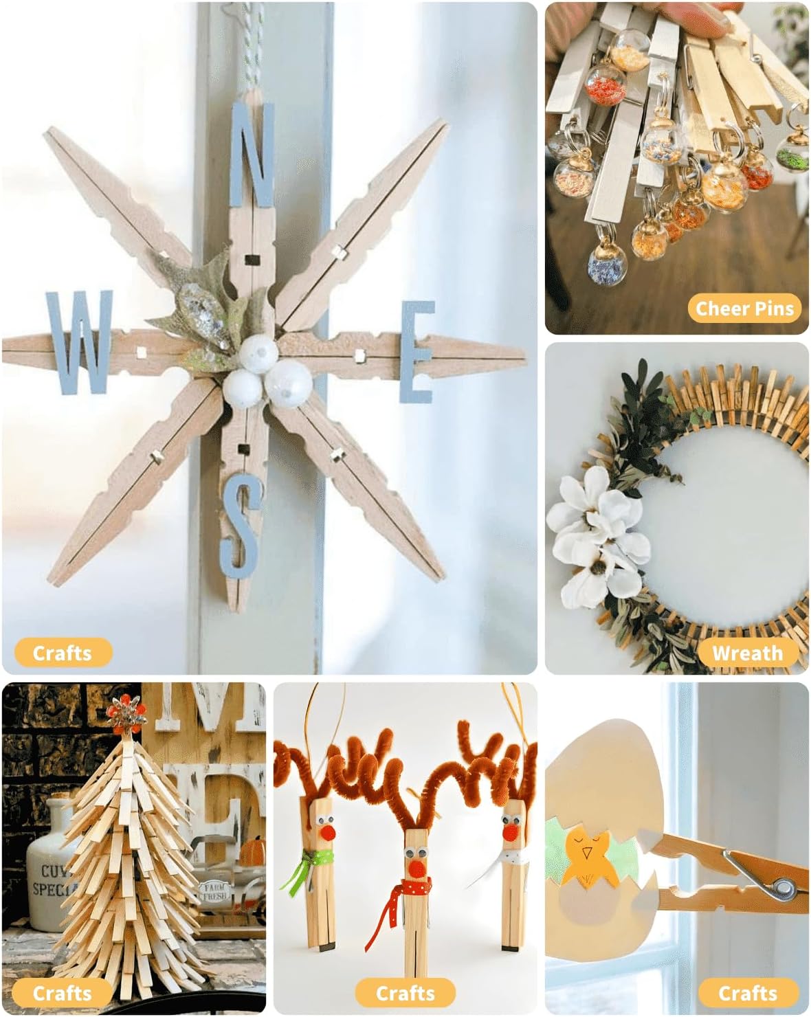 Large Clothes Pins Wooden Clothespins, 4 Inch 48 Pack Heavy Duty Outdoor Pegs, Clothing Hanging Laundry Close Pin Chip Clips Cheer Pins for Bags Photo Picture Artwork Crafts Display - Image 5