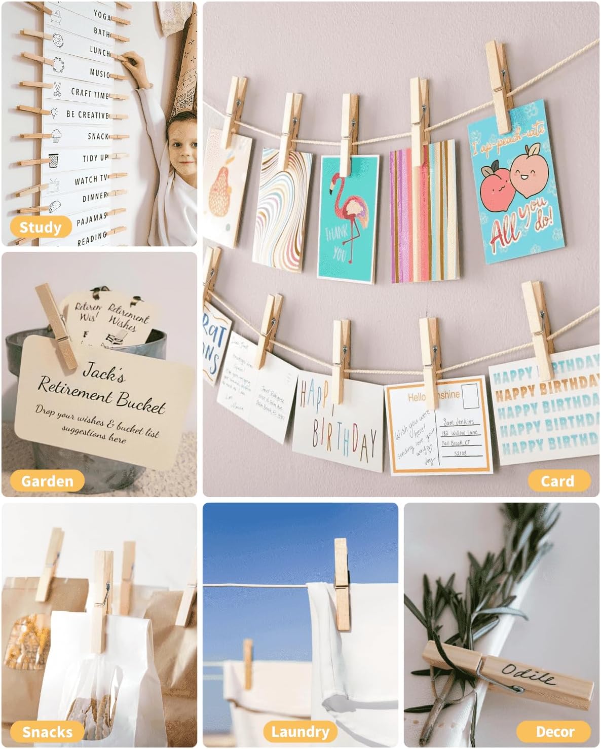 Large Clothes Pins Wooden Clothespins, 4 Inch 48 Pack Heavy Duty Outdoor Pegs, Clothing Hanging Laundry Close Pin Chip Clips Cheer Pins for Bags Photo Picture Artwork Crafts Display - Image 6