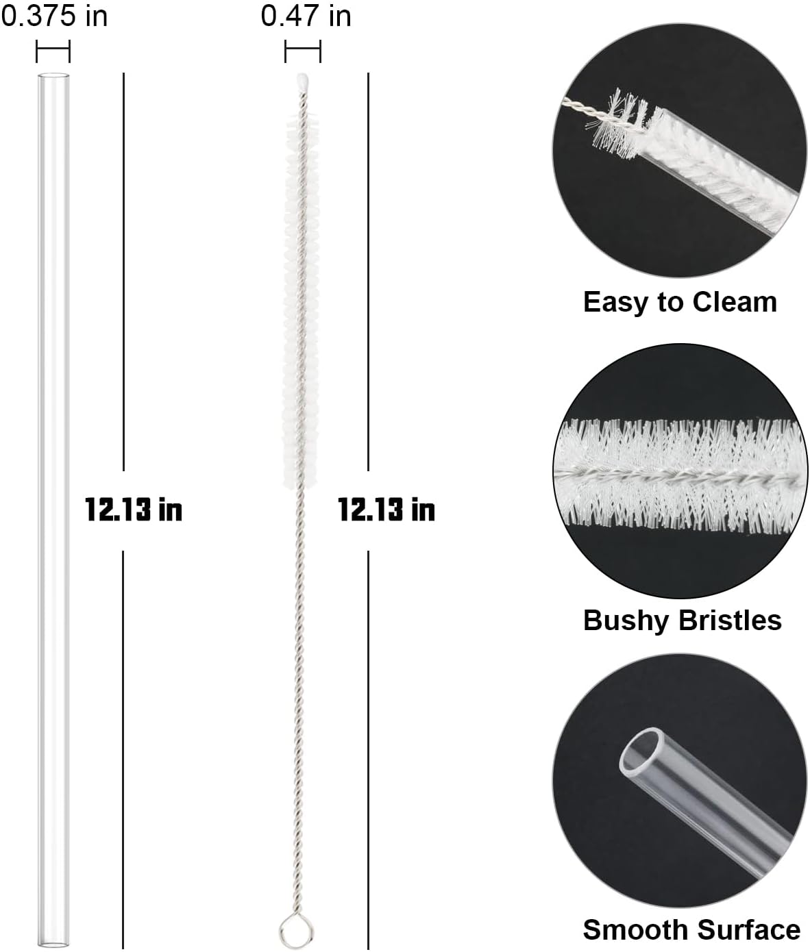 10 Pcs Replacement Straw for Stanley Cup 40 oz 30 oz 64 oz Tumbler, Dishwasher Safe Clear Reusable lg Straws with Cleaning Brush for Stanley Adventure Tumbler Accessories - Image 2