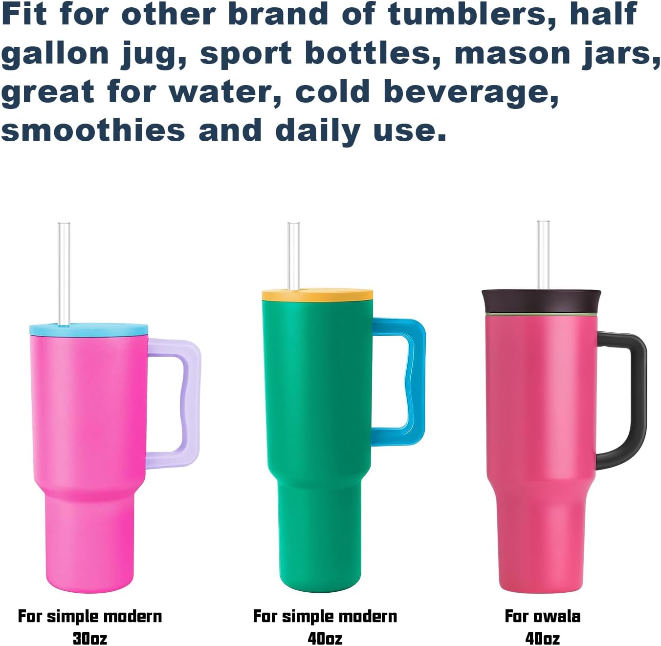 10 Pcs Replacement Straw for Stanley Cup 40 oz 30 oz 64 oz Tumbler, Dishwasher Safe Clear Reusable lg Straws with Cleaning Brush for Stanley Adventure Tumbler Accessories - Image 7