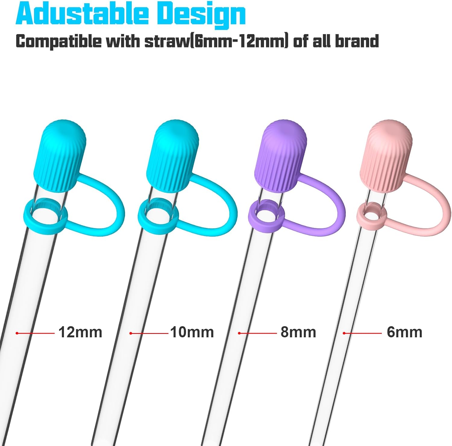 Adjustable Straw Cover for Stanley|Simple Modern||Owala||Reduce|Maars|Meoky|MaxBase|Beast|Hydrapeak Cup, All Brand of Straw Accessories, Diameter 6mm-12mm, BPA Free, Dishwasher safe - Image 2