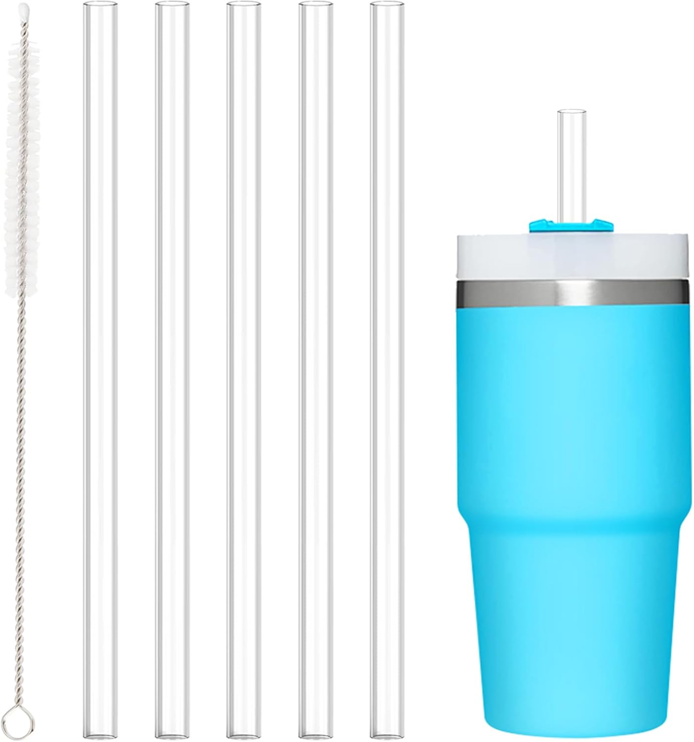 10 PCS Straw Cleaner Brush and 5Pcs Replacement Clear Straw for Stanley Cup 14oz 20oz Tumbler - Image 1