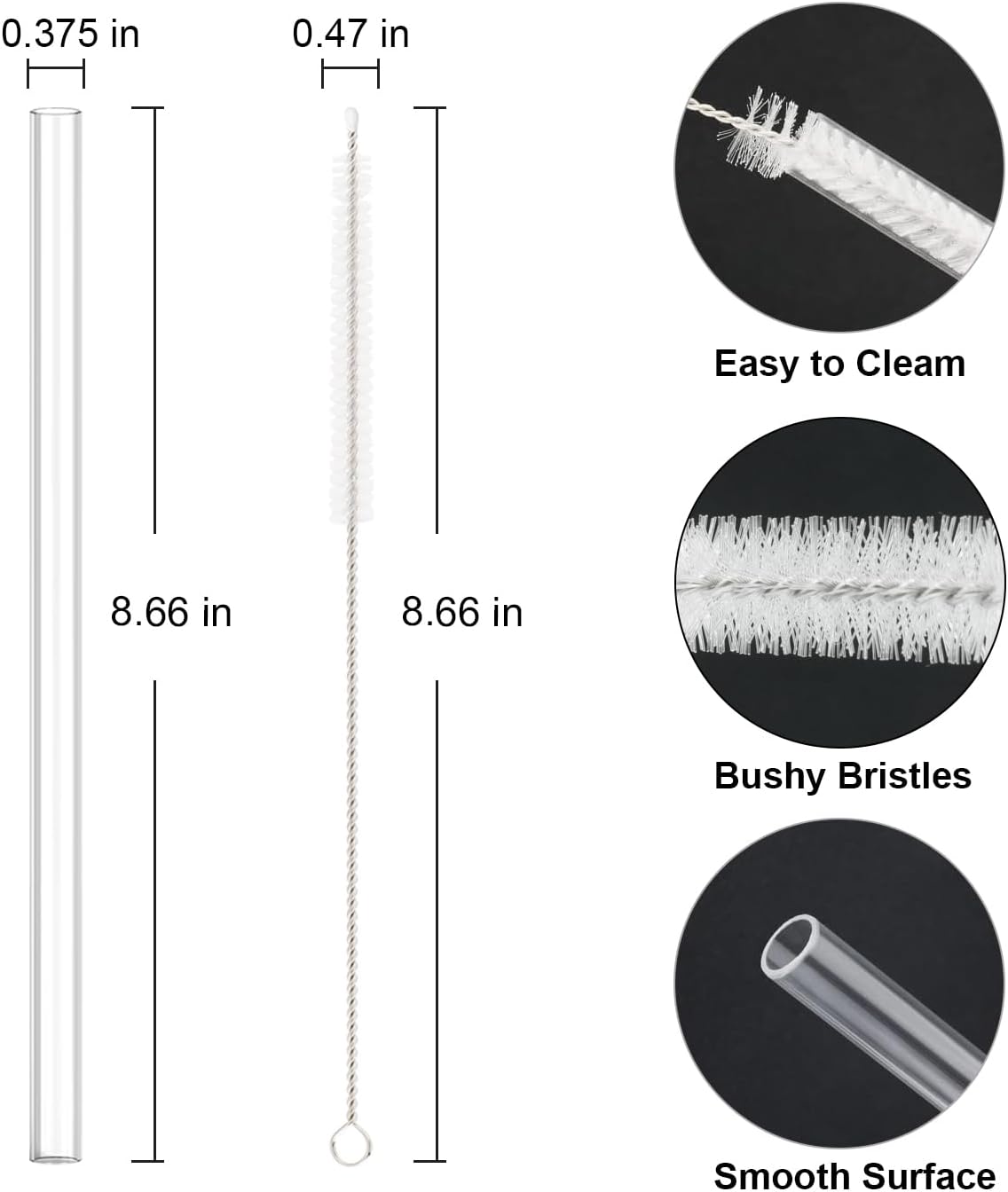 10 PCS Straw Cleaner Brush and 5Pcs Replacement Clear Straw for Stanley Cup 14oz 20oz Tumbler - Image 4