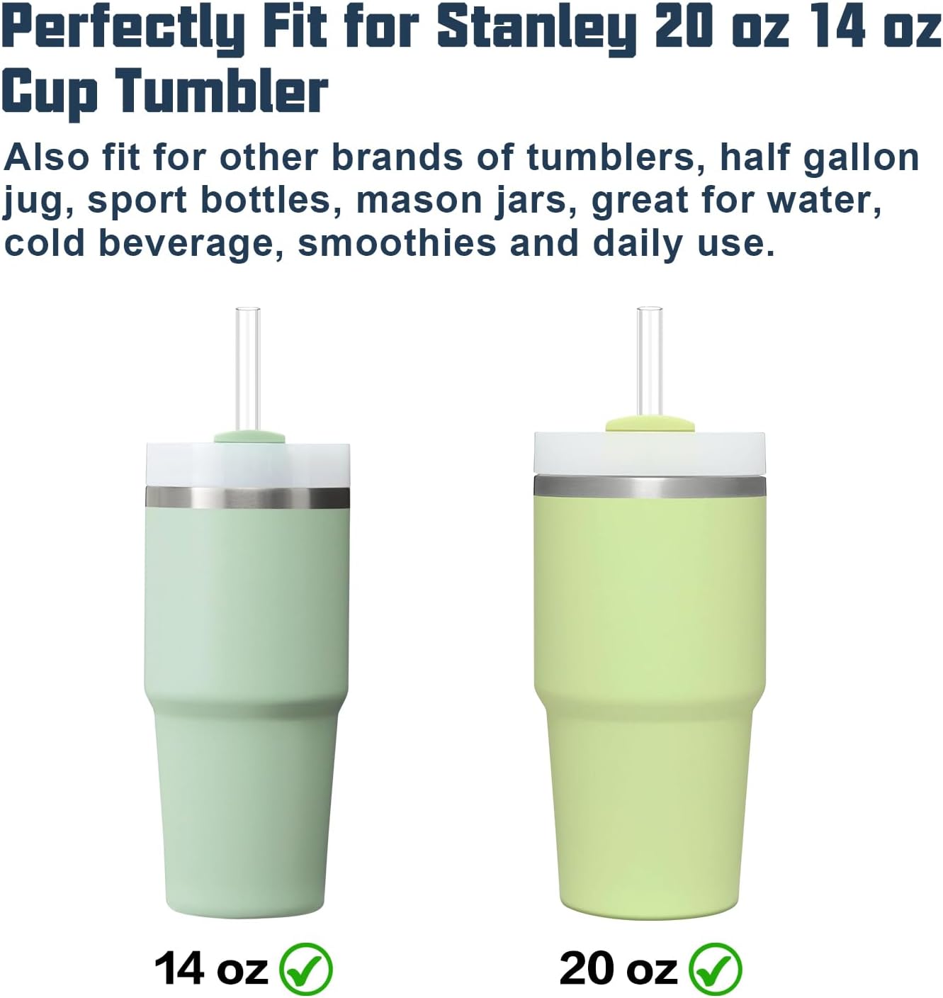 10 PCS Straw Cleaner Brush and 5Pcs Replacement Clear Straw for Stanley Cup 14oz 20oz Tumbler - Image 6