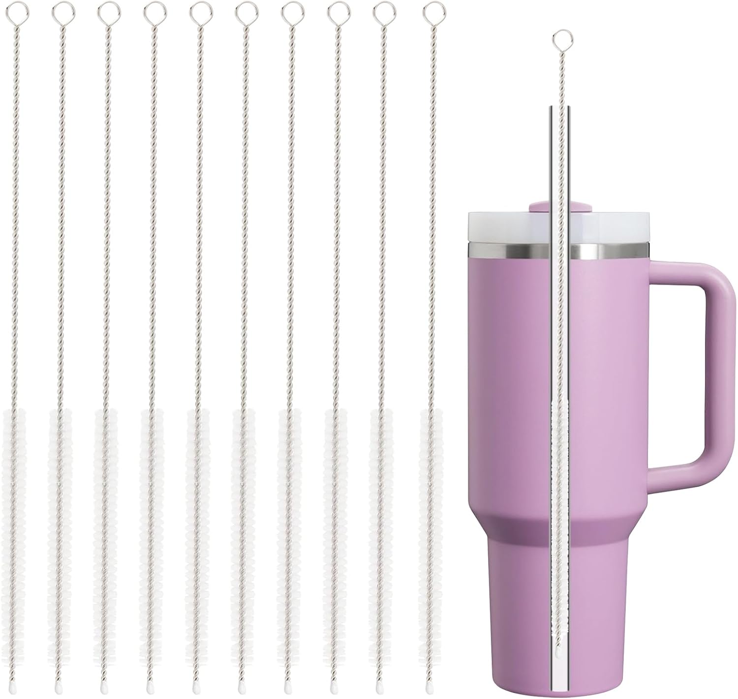 10 PCS Straw Cleaner Brush, 5 Pcs Replacement Colors Straw and Cover for Stanley Cup 30oz 40oz 64oz Tumbler - Image 3