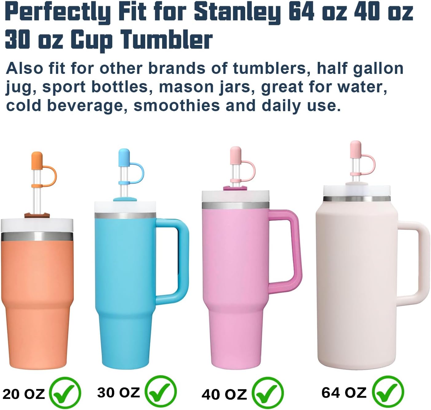 10 PCS Straw Cleaner Brush, 5 Pcs Replacement Colors Straw and Cover for Stanley Cup 30oz 40oz 64oz Tumbler - Image 5