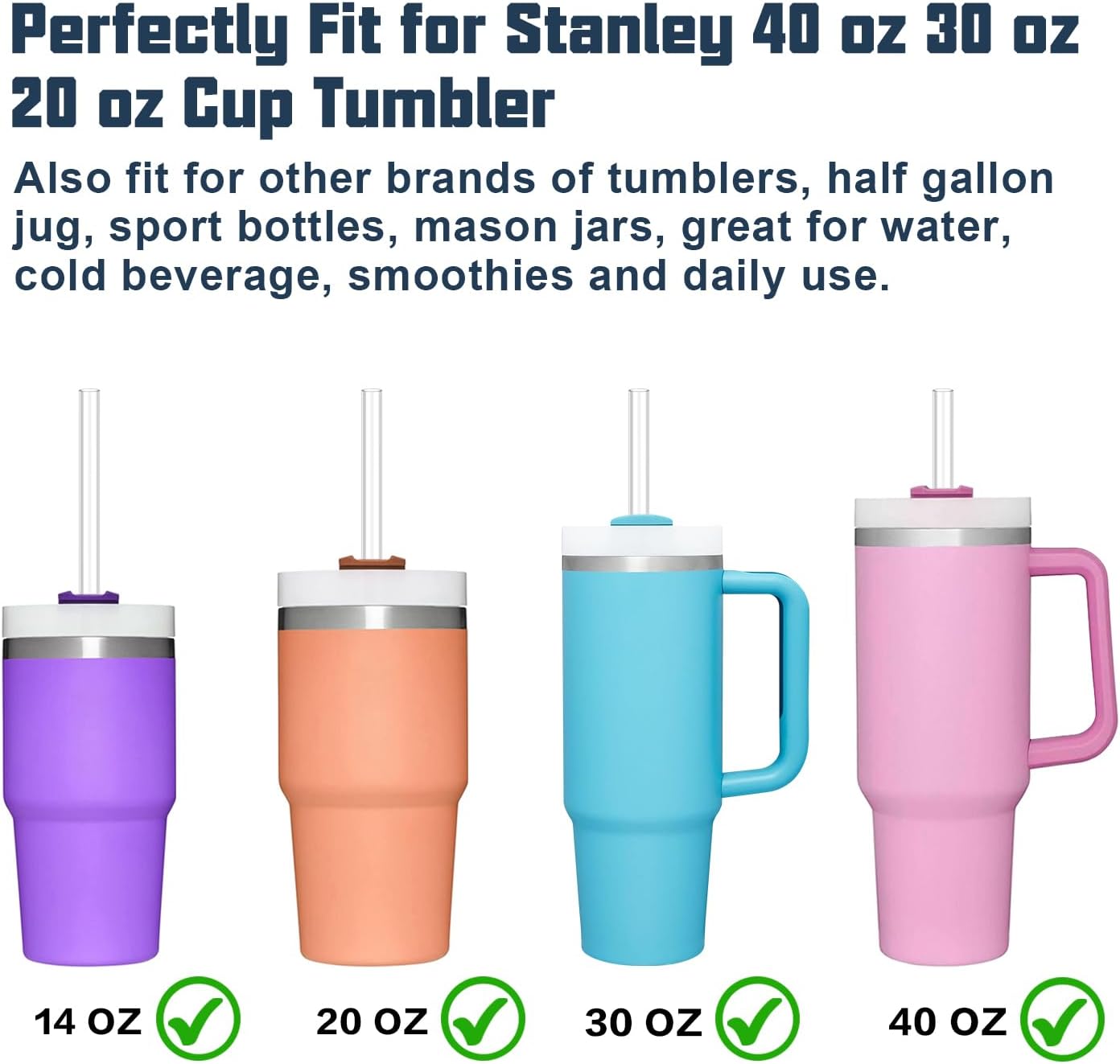 10 PCS Straw Cleaner Brush and 10 Pcs Replacement Straw for Stanley Cup 40 oz 30 oz 64 oz Tumbler - Image 6