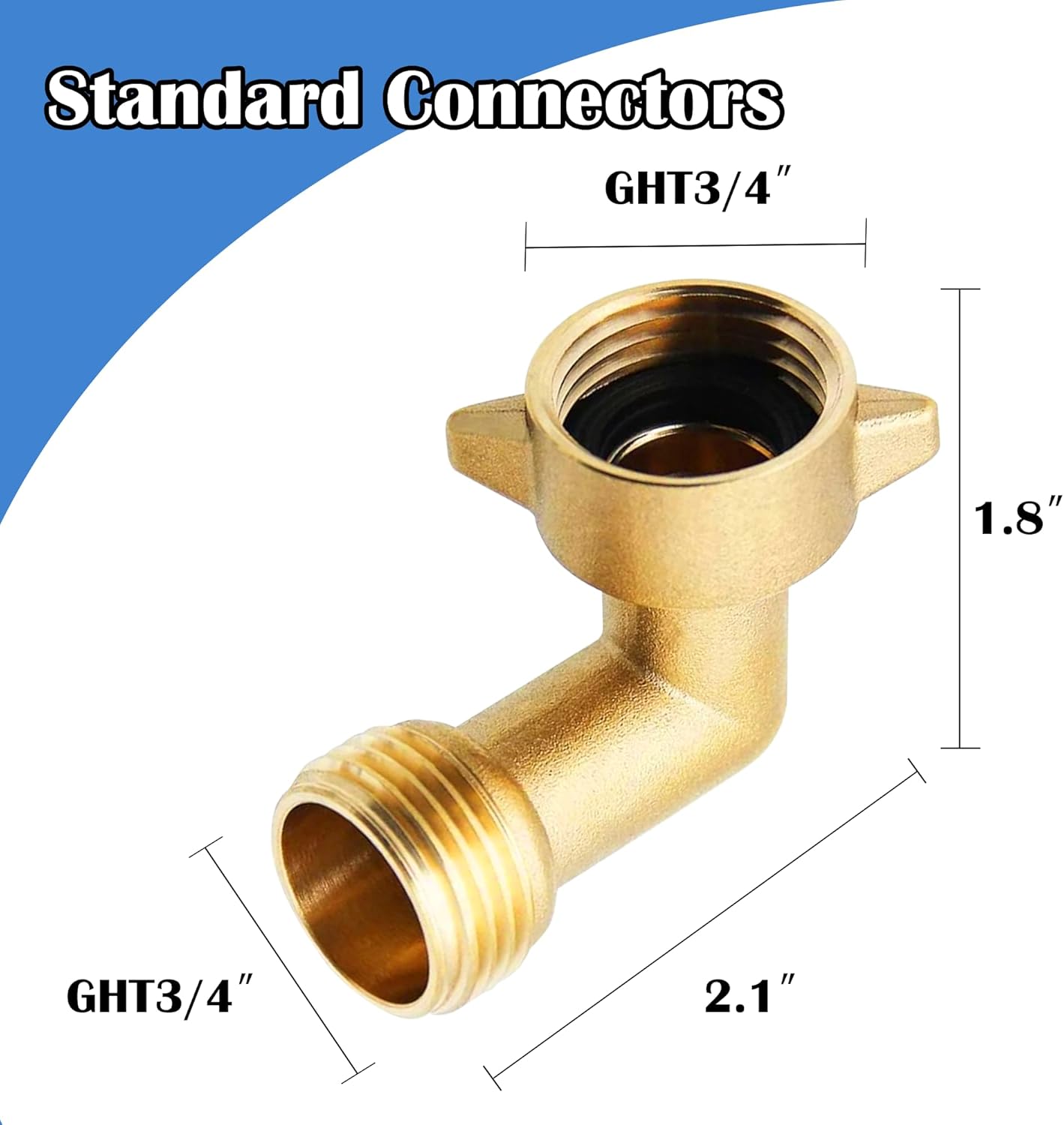 2 Pack 90 Degree Garden Hose Elbow Connectors, 3/4