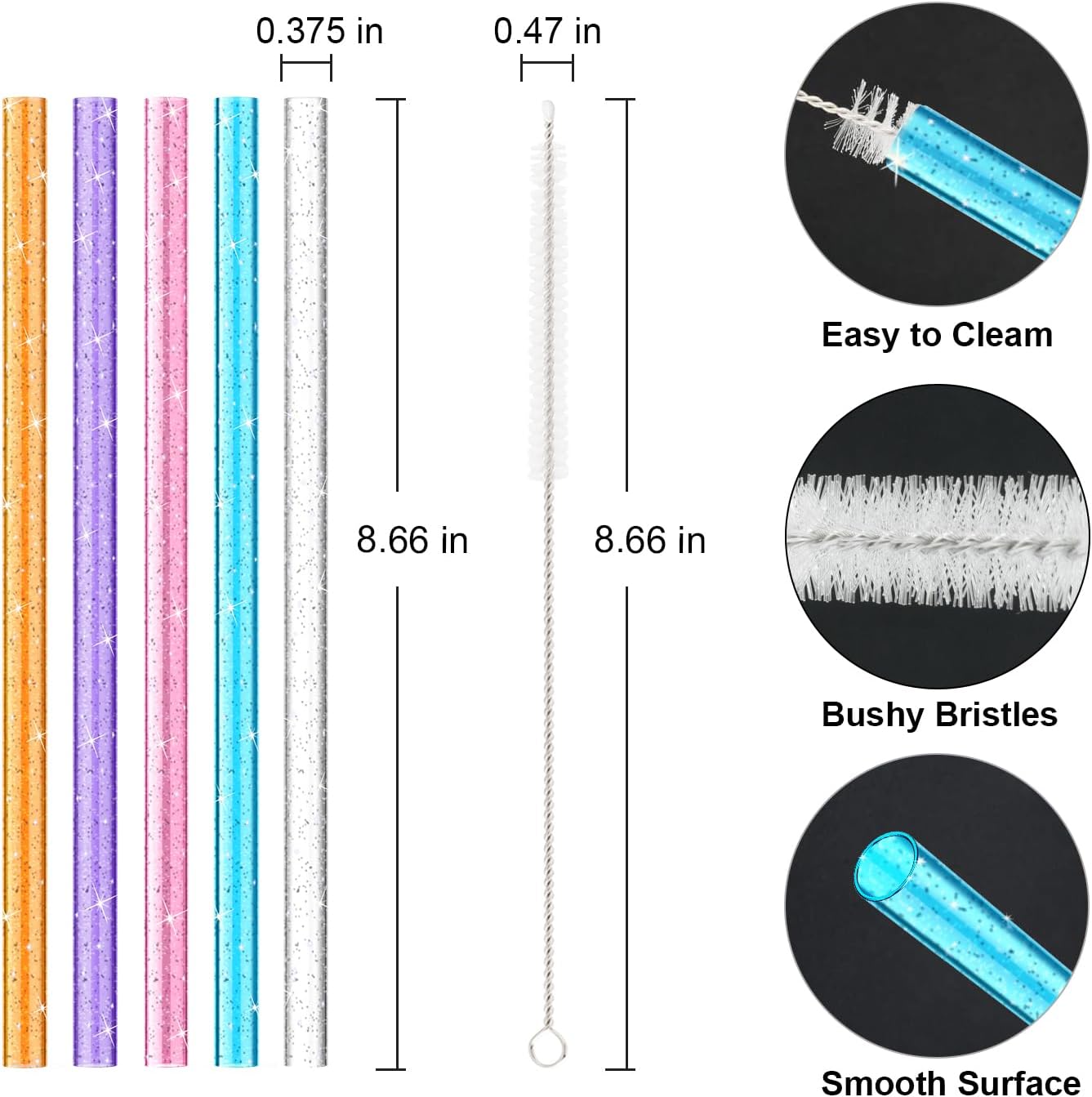 10 PCS Straw Cleaner Brush For Stanley Cup and 5 Pcs Replacement Colors Straw for Stanley Cup 14 oz 20 oz Tumbler - Image 4