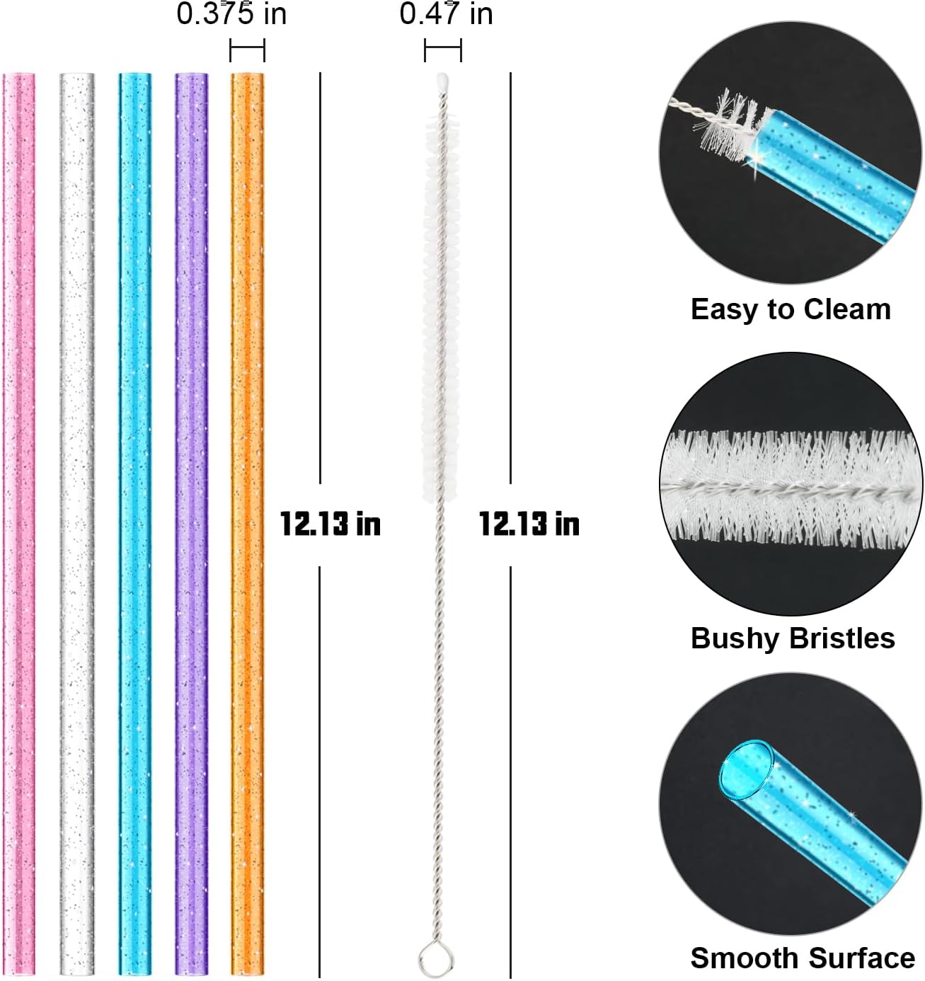 10 PCS Straw Cleaner Brush and 10 Pcs Replacement Color Straw for Stanley Cup 40 oz 30 oz 64 oz Tumbler - Image 3