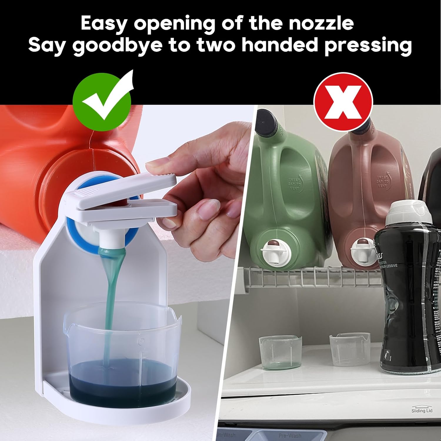 Laundry Detergent dispenser Cup Holder,Nozzle Upgraded Labor-Saving Switch Easily No More runny or Messy Laundry Detergent, Laundry Cup Holder and drip Tray room organizati and storage - Image 2