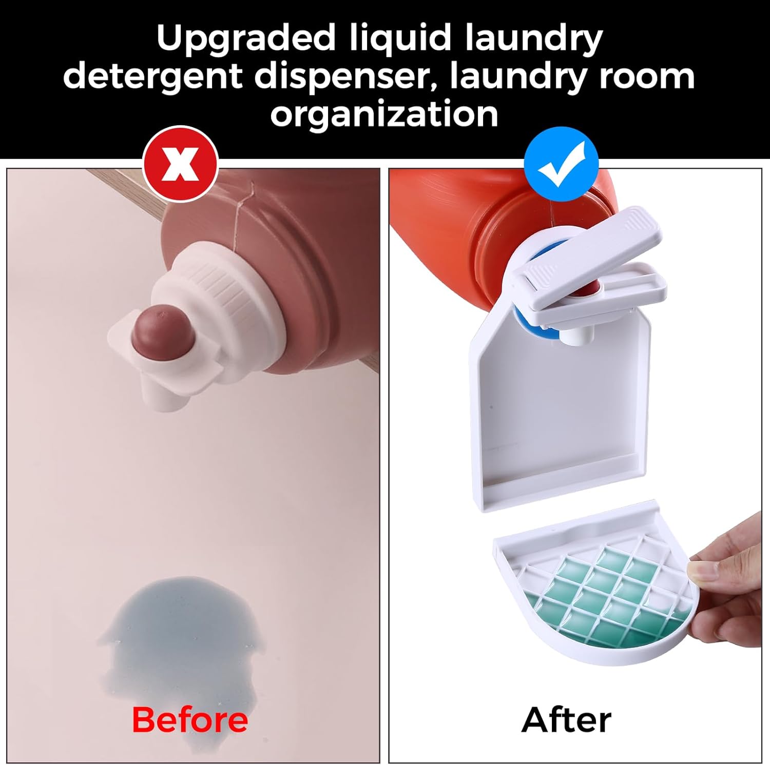 Laundry Detergent dispenser Cup Holder,Nozzle Upgraded Labor-Saving Switch Easily No More runny or Messy Laundry Detergent, Laundry Cup Holder and drip Tray room organizati and storage - Image 3