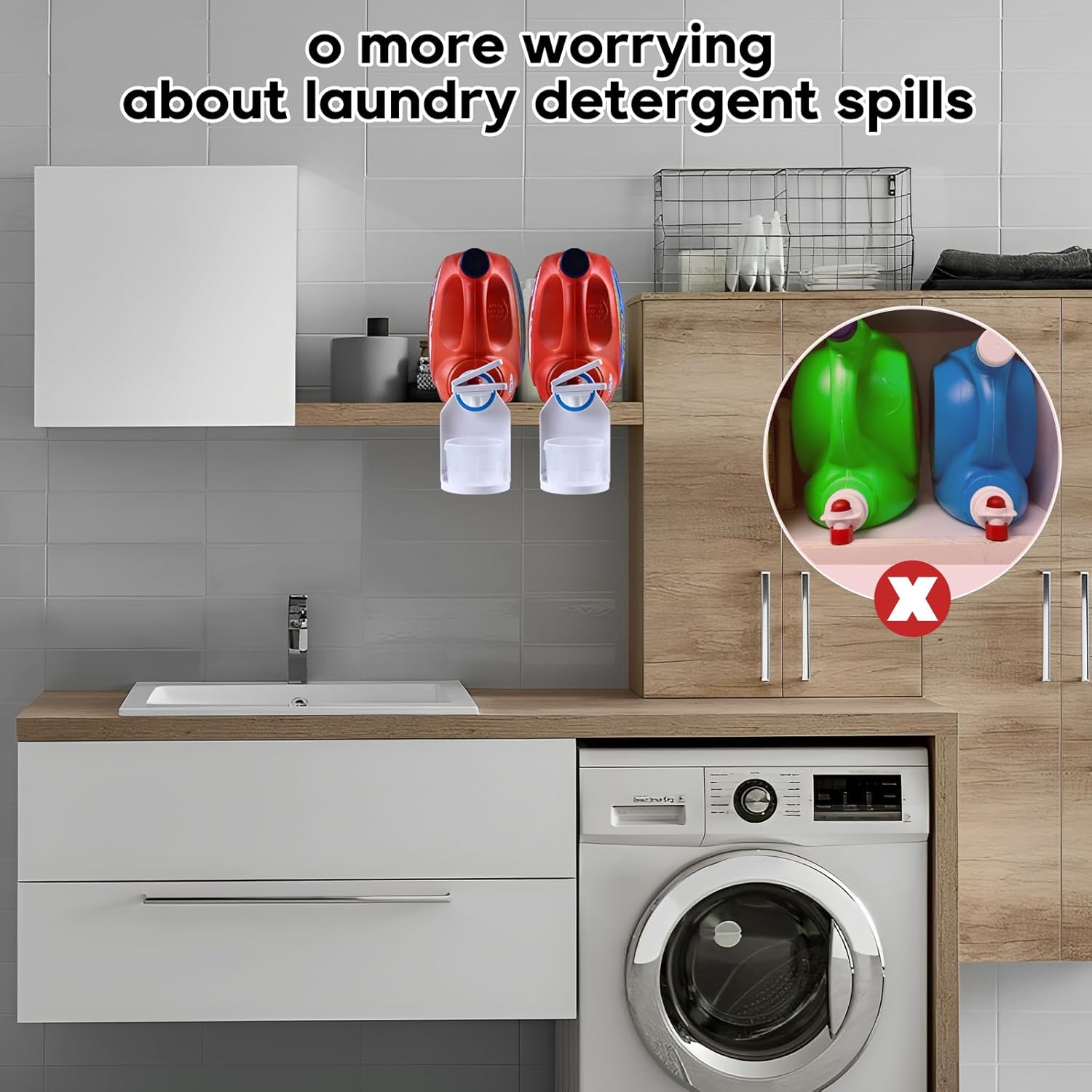 2 Pack Laundry Detergent Dispenser Cup Holder, Nozzle butt upgrade，Easily No More runny or Messy Laundry Detergent, Laundry Cup Holder and drip Tray Room Organizati and Storage - Image 4