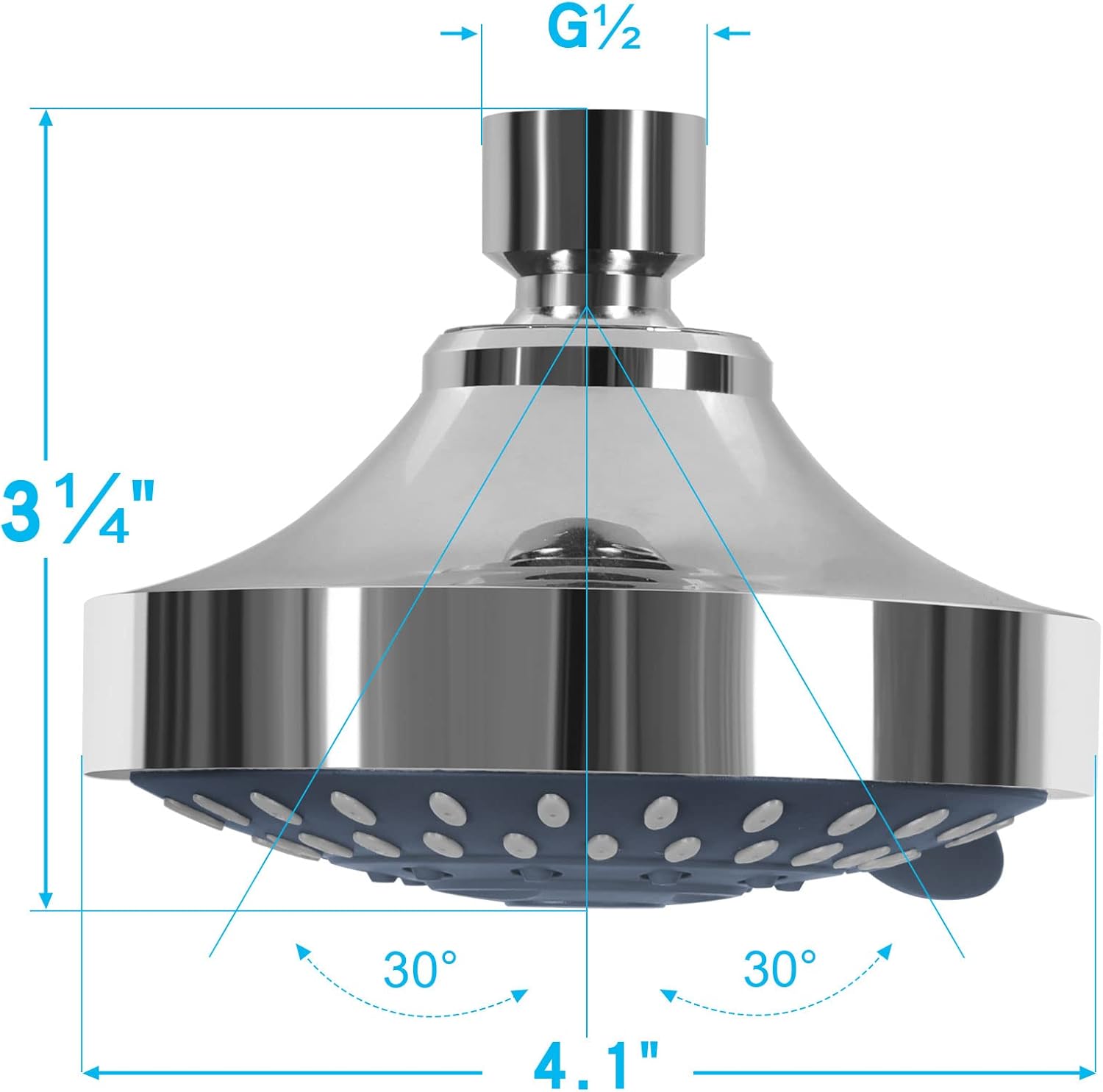 Shower Head High Pressure Rain Fixed Showerhead 5-Setting with Adjustable Metal Swivel Ball Joint - Relaxed Shower Experience Even at Low Water Flow & Pressure - Image 5