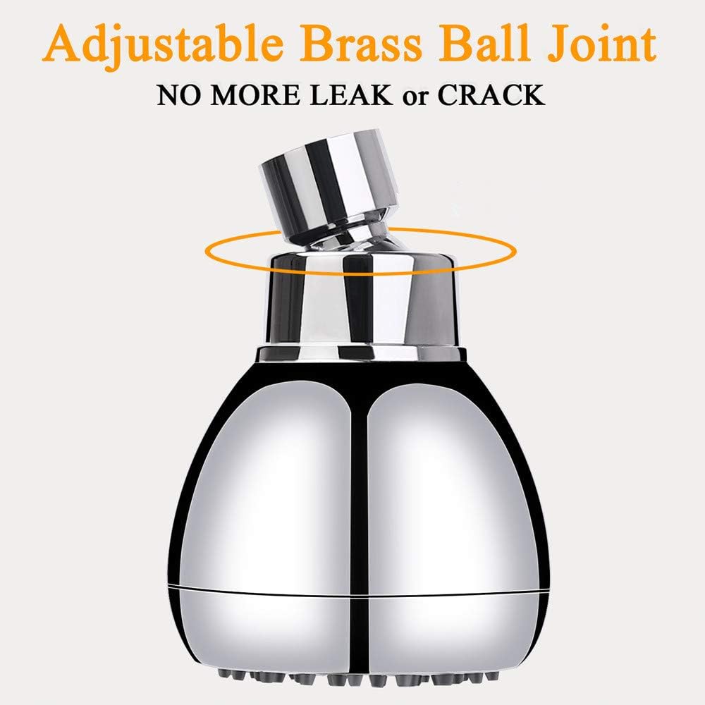 High Pressure Shower Head 3 Inches Anti-clog Anti-leak Fixed Showerhead Chrome with Adjustable Swivel Brass Ball Joint for Relaxing and Comfortable Shower Experience - Image 2