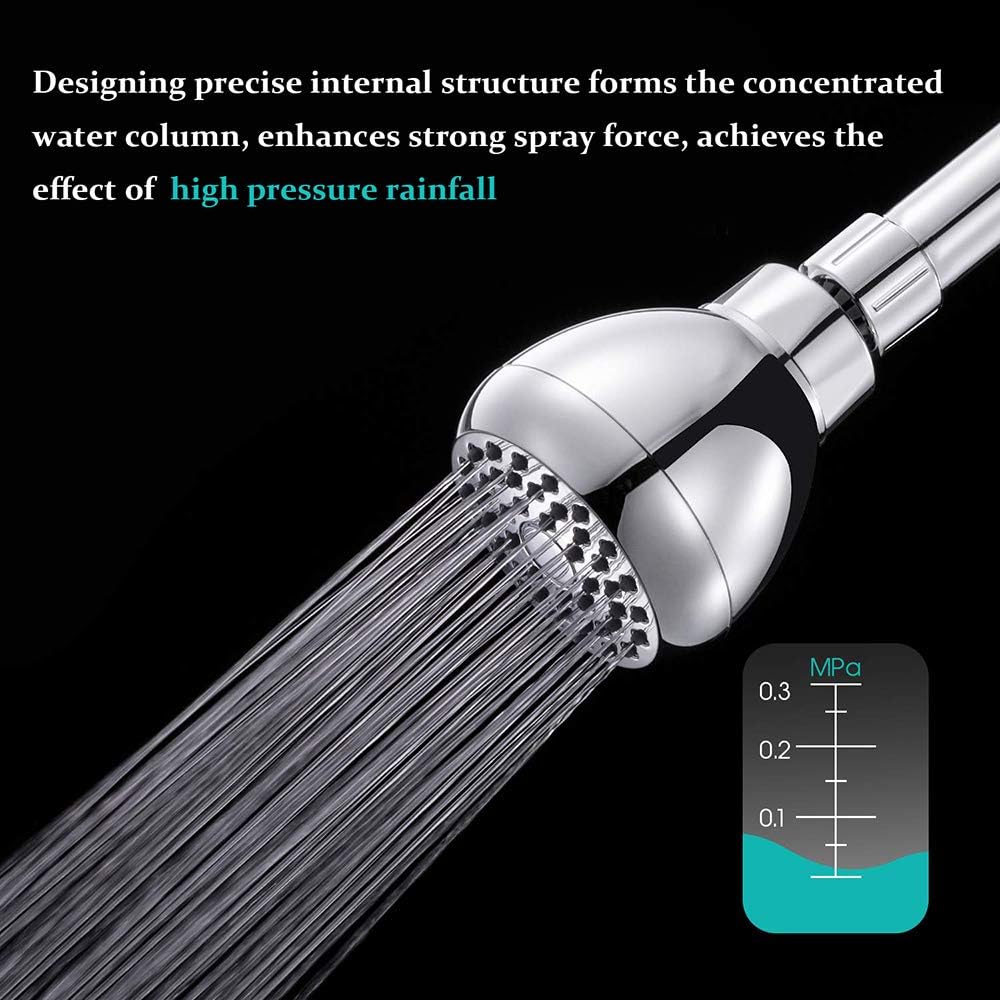 High Pressure Shower Head 3 Inches Anti-clog Anti-leak Fixed Showerhead Chrome with Adjustable Swivel Brass Ball Joint for Relaxing and Comfortable Shower Experience - Image 4
