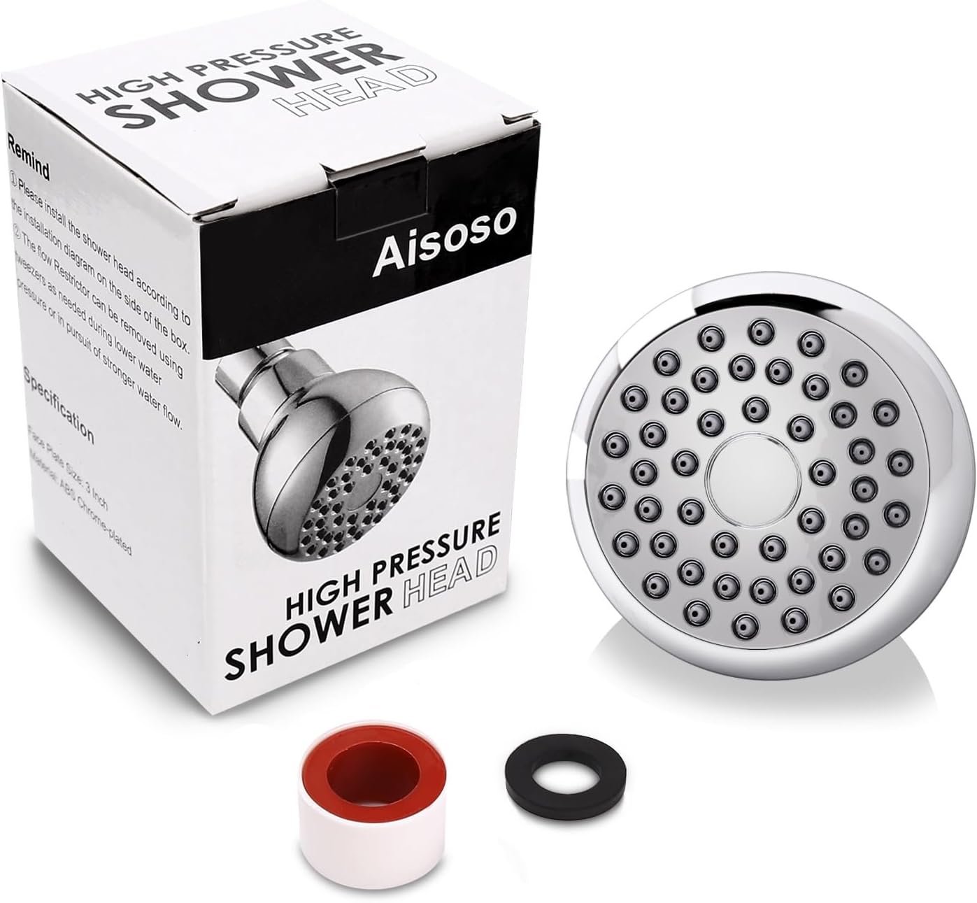 High Pressure Shower Head 3 Inches Anti-clog Anti-leak Fixed Showerhead Chrome with Adjustable Swivel Brass Ball Joint for Relaxing and Comfortable Shower Experience - Image 7