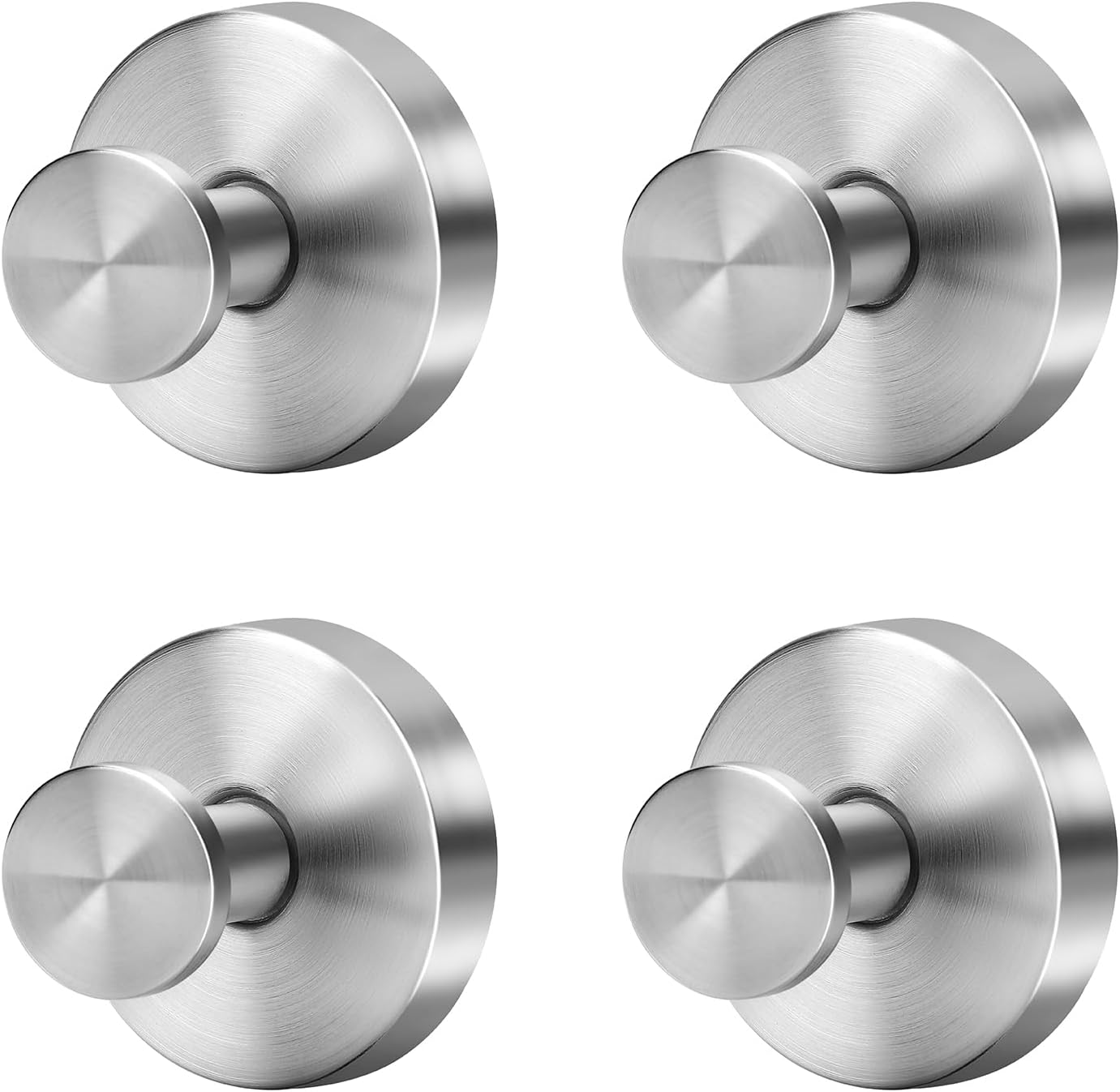 Silver Sucti Cup Hooks for Shower Waterproof - No Drill Stainless Steel Towel Hooks for Bathroom Wall, Kitchen, Glass, Mirror, Tile - Ideal for Hanging Towels, Robes, and Loofahs(4 pcs) - Image 1