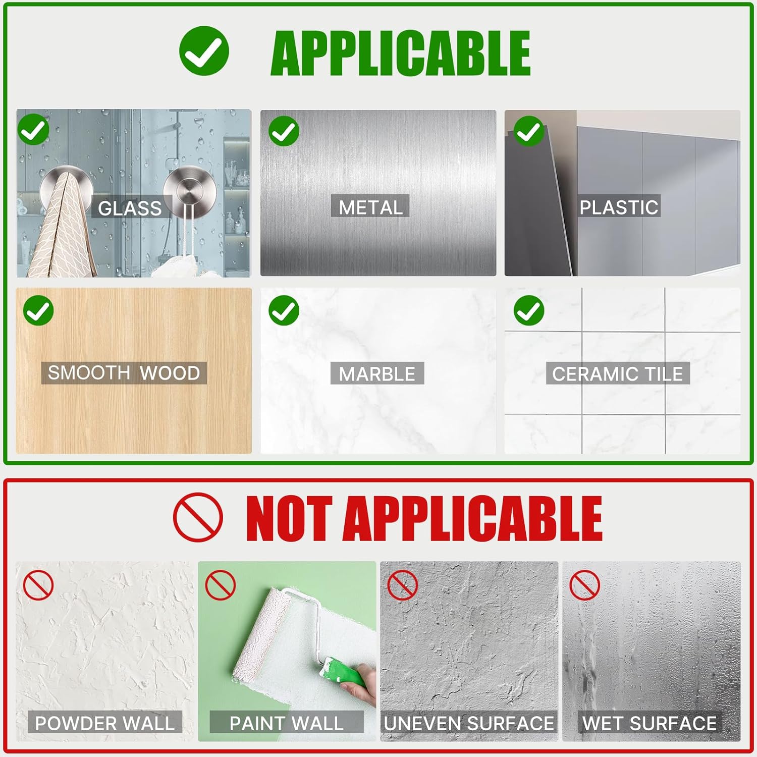 Silver Sucti Cup Hooks for Shower Waterproof - No Drill Stainless Steel Towel Hooks for Bathroom Wall, Kitchen, Glass, Mirror, Tile - Ideal for Hanging Towels, Robes, and Loofahs(4 pcs) - Image 8