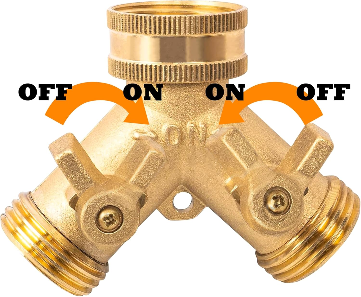 Hose Splitter, Garden Hose Splitter Heavy Duty 2 Way, Solid Brass Water Hose Y Splitter 2 Valves with 2 Extra Rubber Washers - Image 3