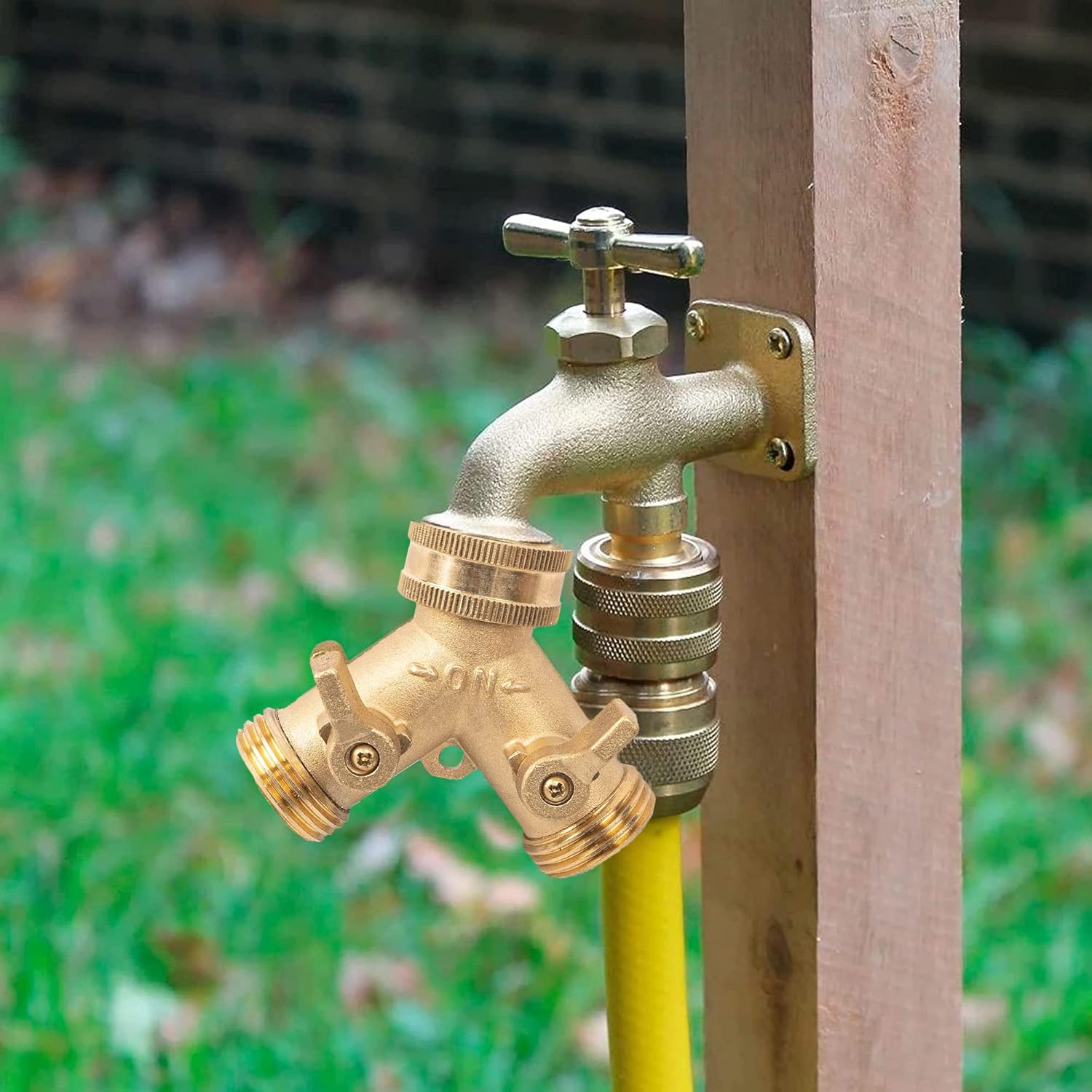 Hose Splitter, Garden Hose Splitter Heavy Duty 2 Way, Solid Brass Water Hose Y Splitter 2 Valves with 2 Extra Rubber Washers - Image 7