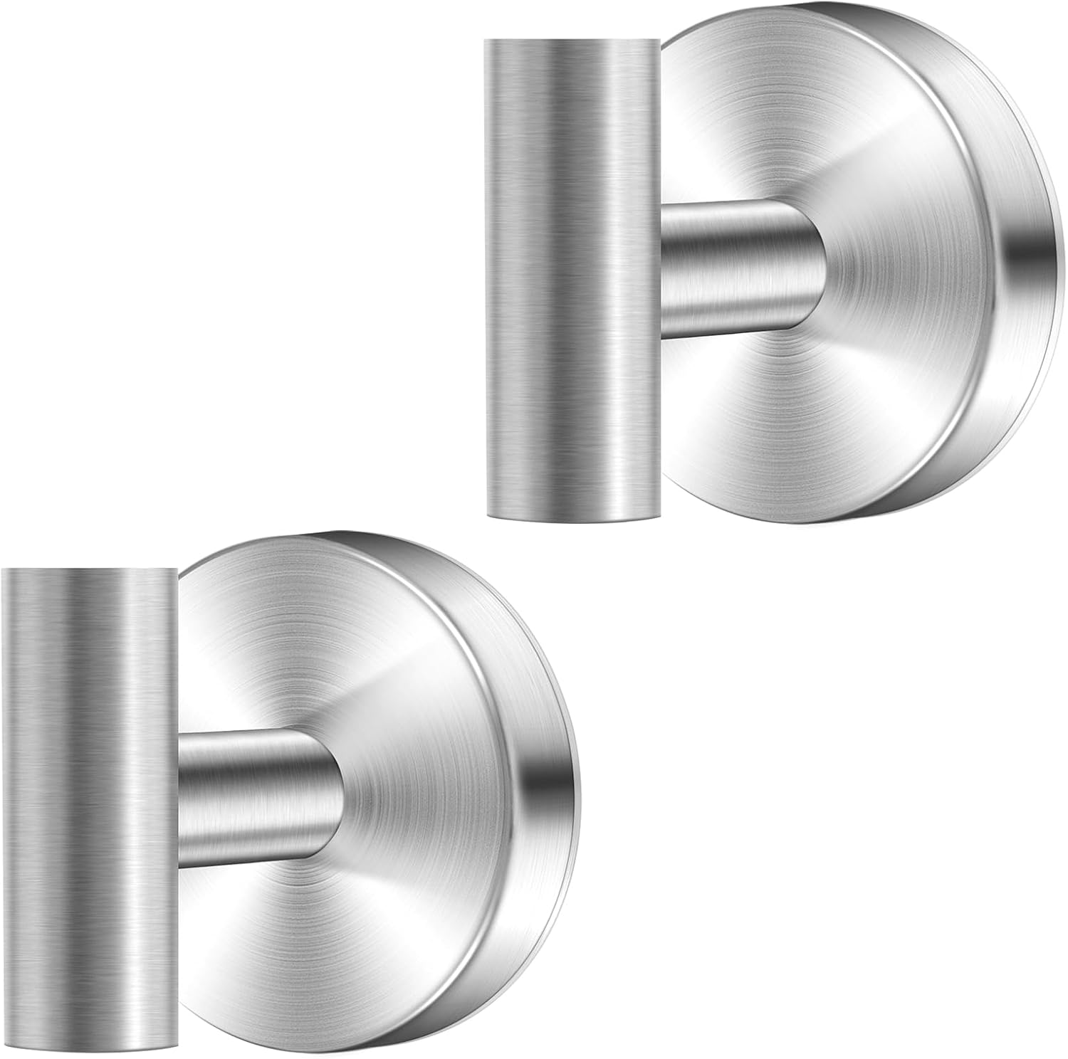 2 Pack Heavy Duty Sucti Cup Hooks - No Drill Shower Hooks for Bathroom, Kitchen & Glass Doors, Wall-Mounted Towel Holder, Hanging Hanger for Robes, Strg Hold  Tile, Window, Mirrors - Silver - Image 1