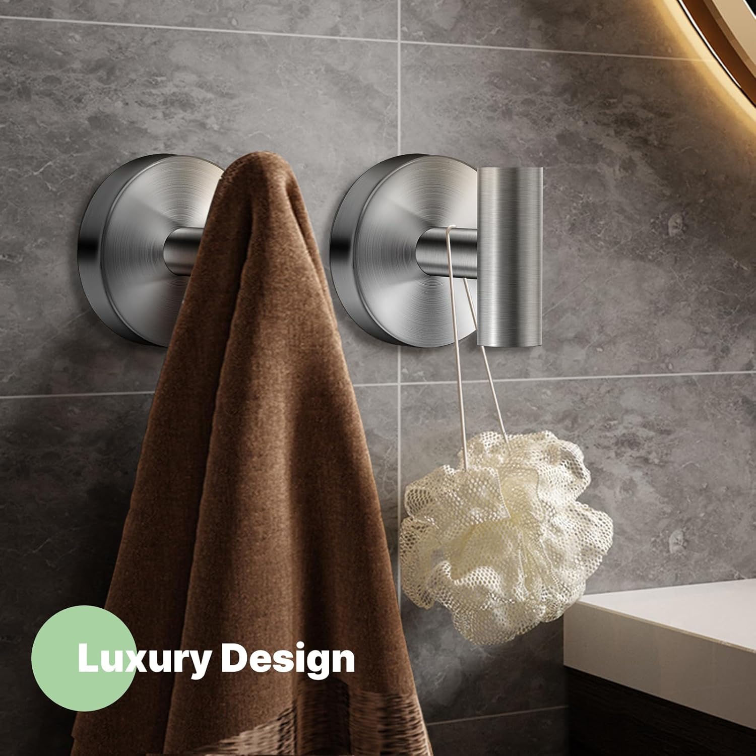 2 Pack Heavy Duty Sucti Cup Hooks - No Drill Shower Hooks for Bathroom, Kitchen & Glass Doors, Wall-Mounted Towel Holder, Hanging Hanger for Robes, Strg Hold  Tile, Window, Mirrors - Silver - Image 6