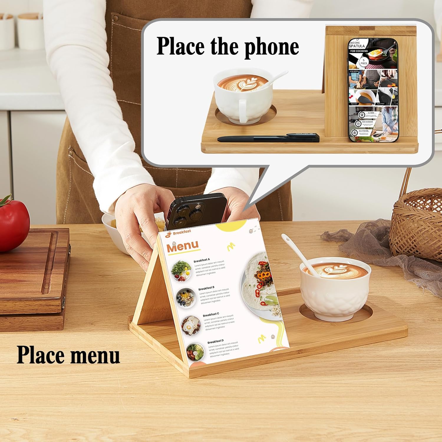 Bamboo Book Holder, Triangle Book Holder Stand with Acrylic Picture Frame, Book Rest with Cup Holder, Tablet and Kindle Stand, Book Lovers Gifts, Bookish Gifts, Bamboo Book Rest Stand - Image 7